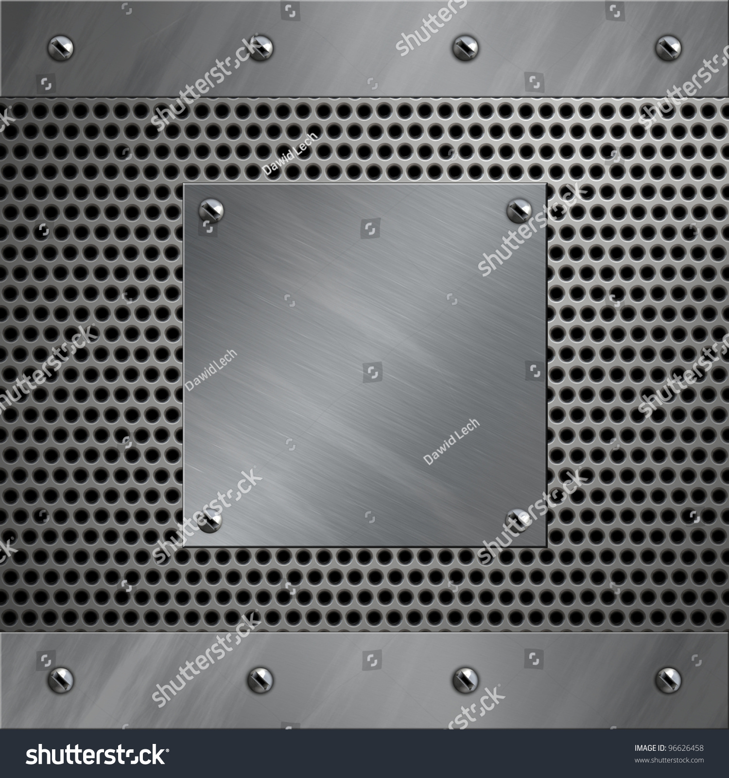 Brushed Aluminum Frame Plate Bolted Perforated Stock Illustration 96626458