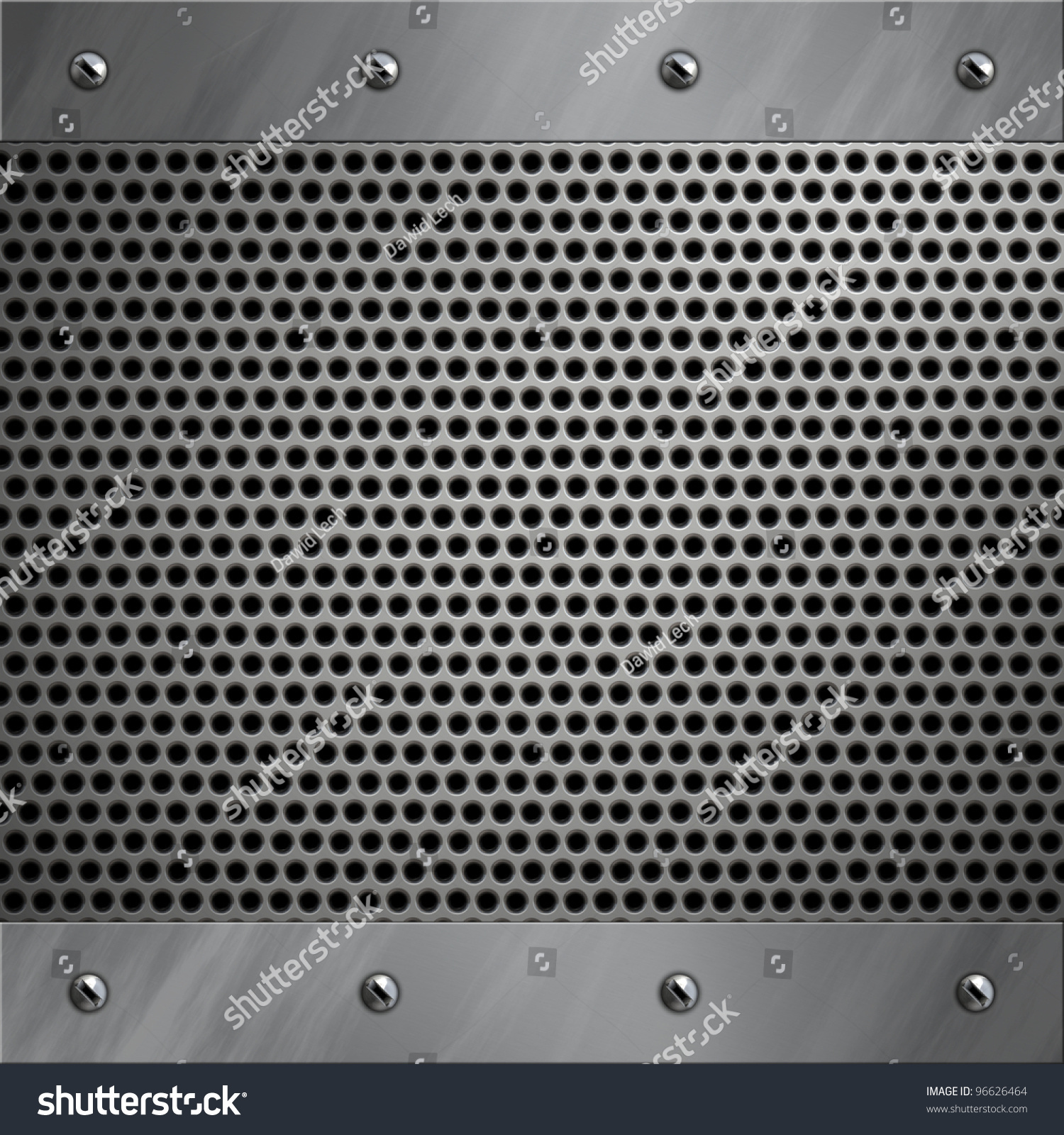 Brushed Aluminum Frame Bolted To A Perforated Metal Background Stock ...