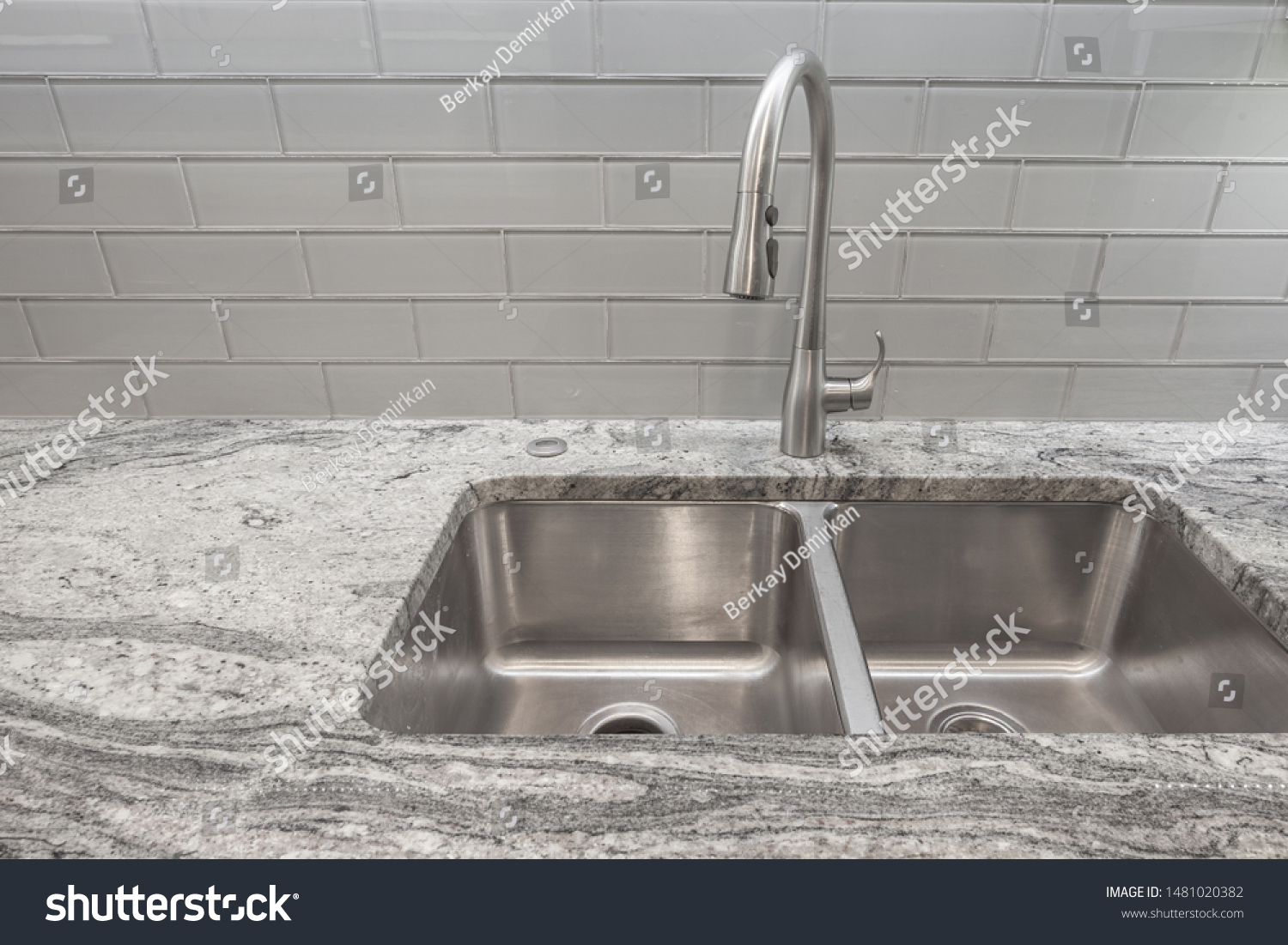Brushed Nickel Faucet Stainless Steel Double Stock Photo Edit Now