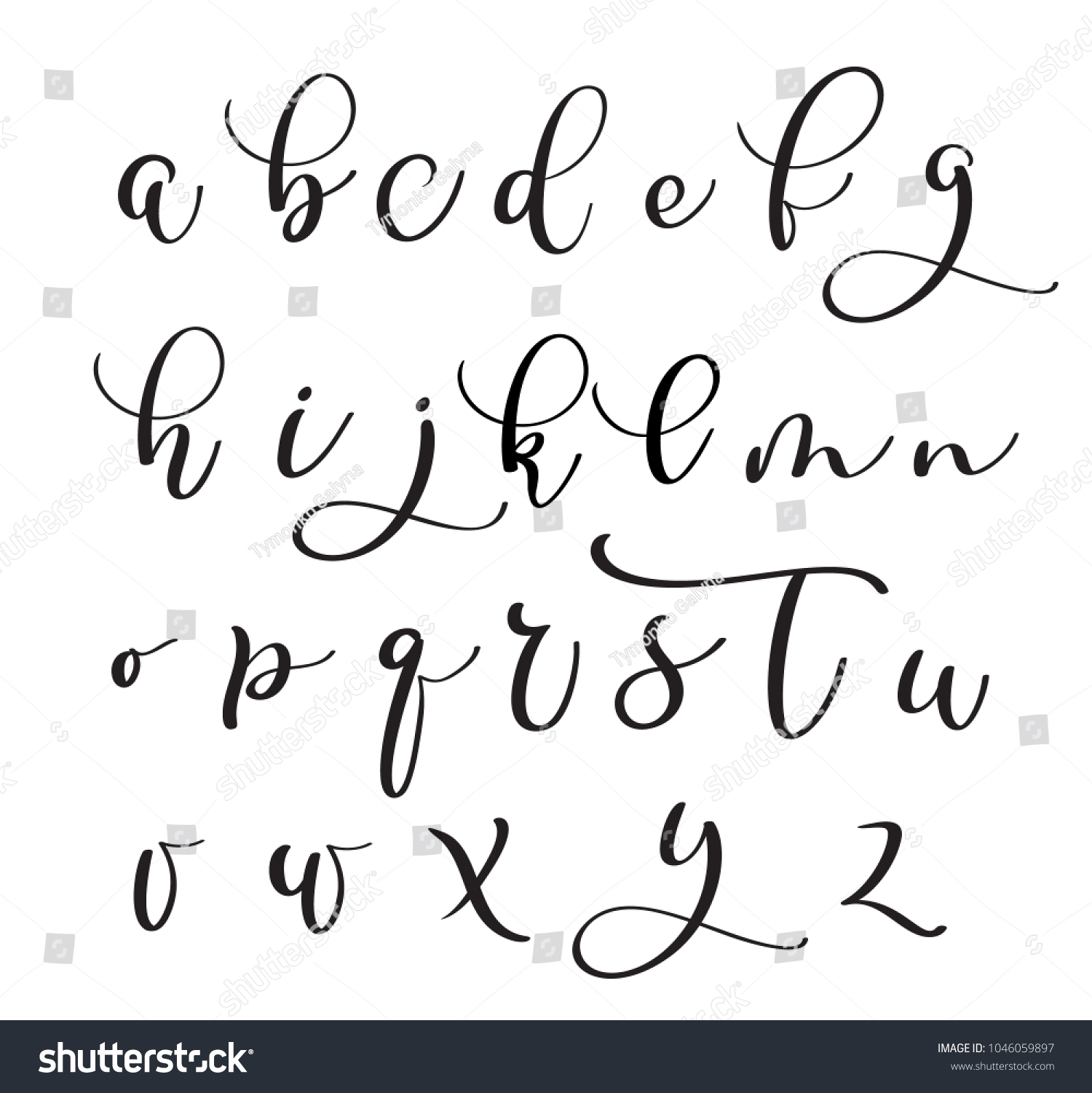 Brushpen Alphabet Modern Calligraphy Handwritten Letters Stock ...