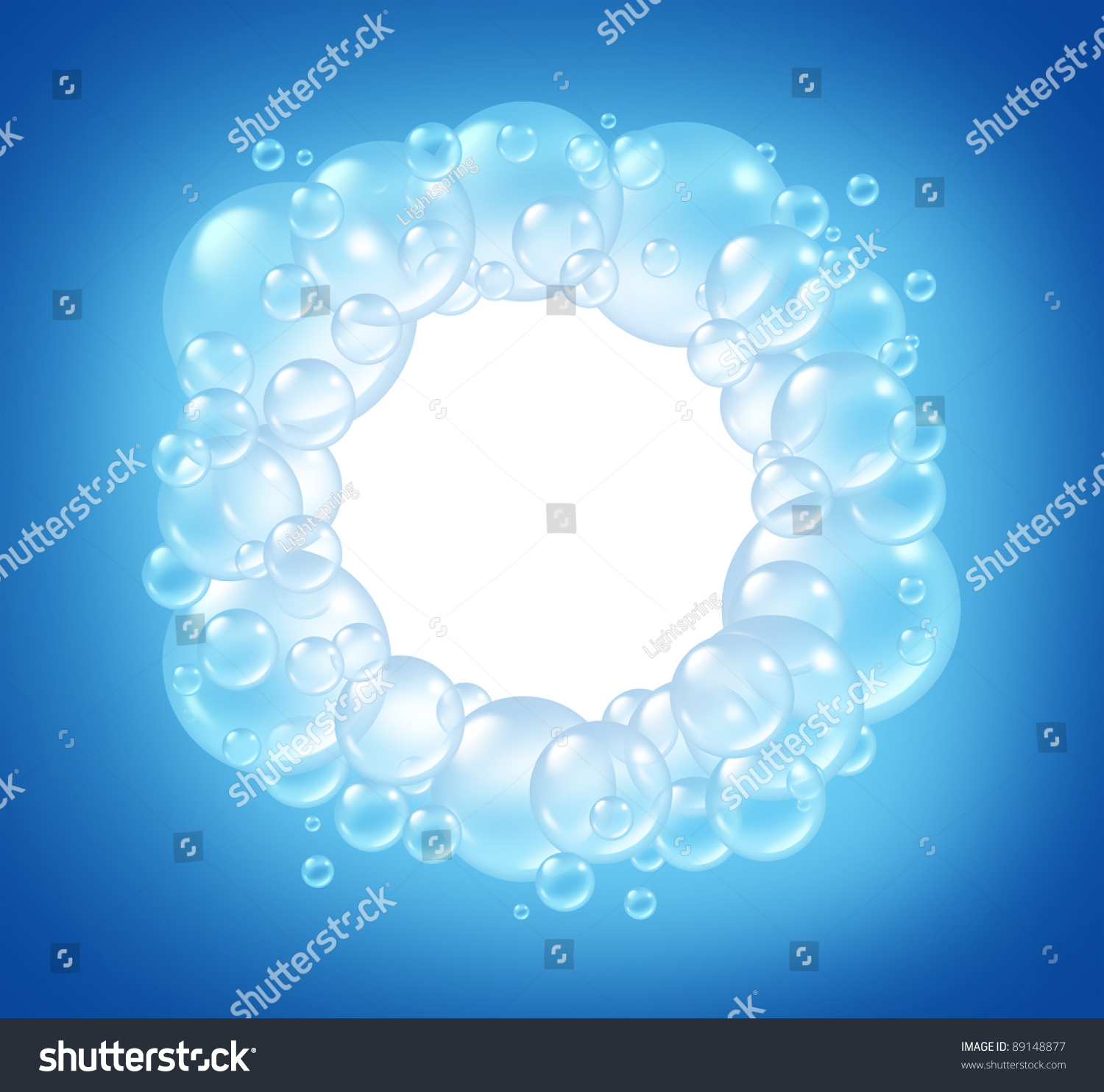 Bubbles Blank Circle In Clean Water And Transparent Soap Sud Bubble ...