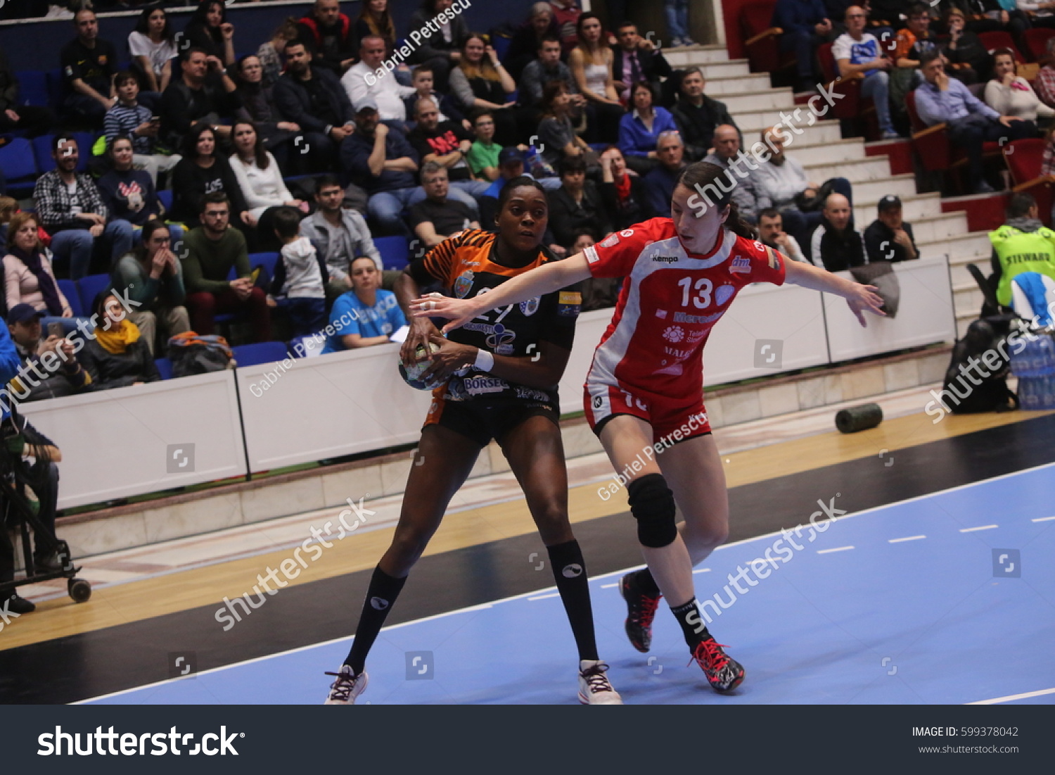 BUCHAREST, ROMANIA - MARCH 03, 2017: WOMEN'S EHF Champions League 2016-17, CSM Bucuresti vs RK Krim Mercator handball game.