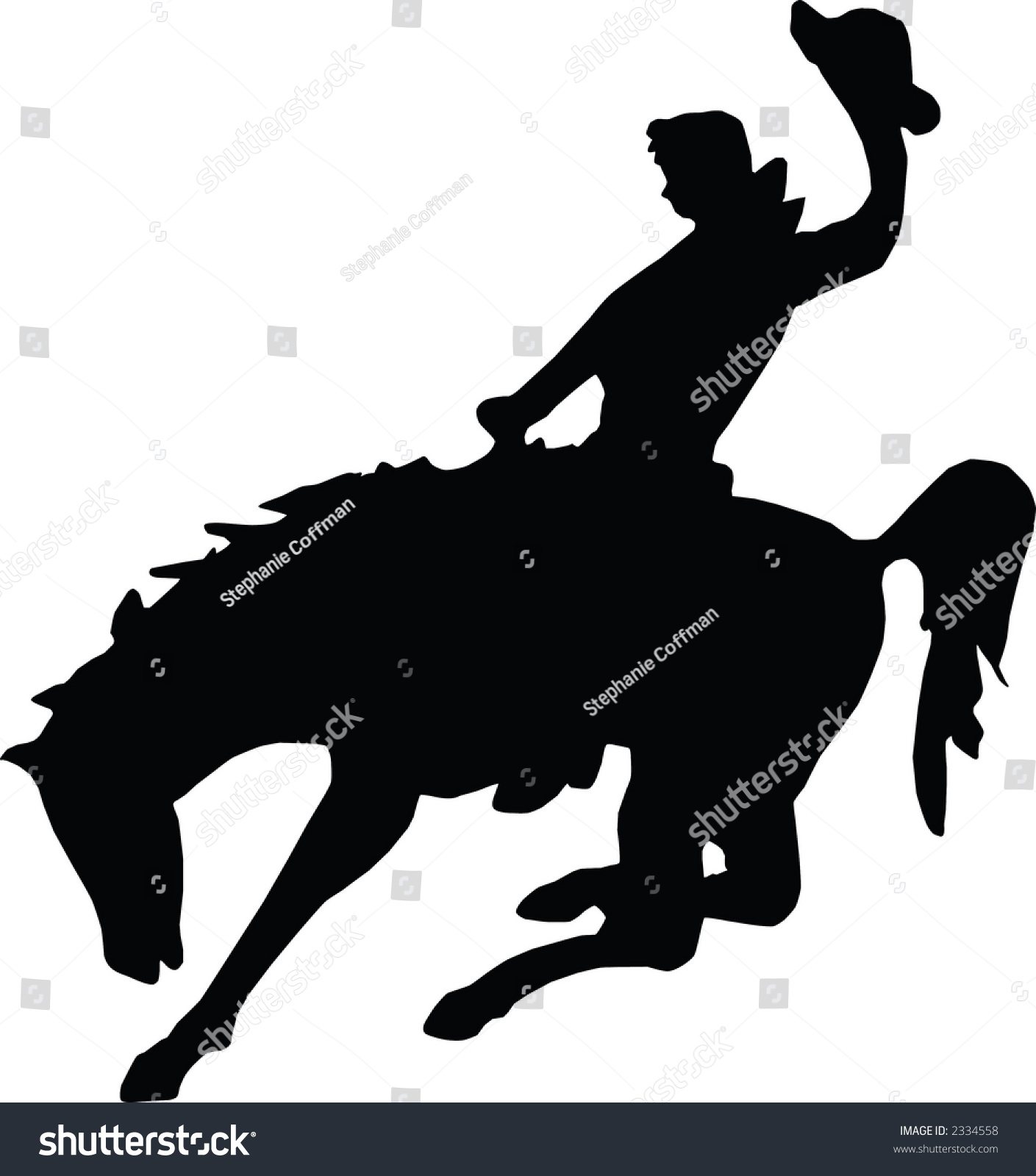 Bucking Horse Rider Illustrated Stock Illustration 2334558 - Shutterstock