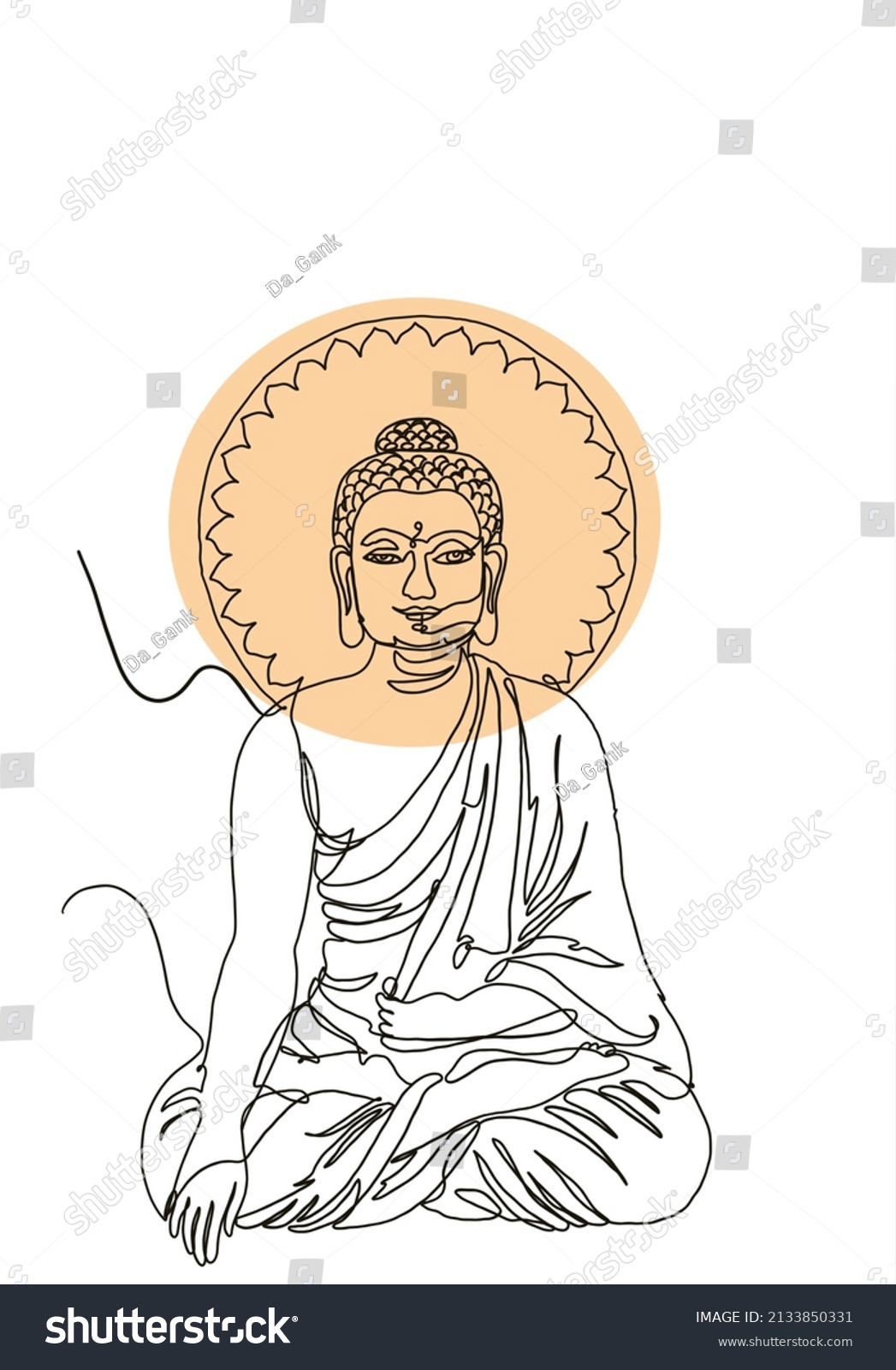 Buddha One Line Art Digital Drawing Stock Illustration 2133850331 ...