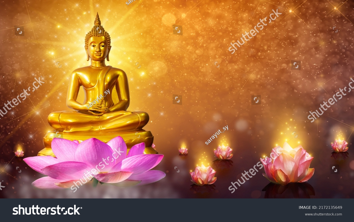 Buddha Statue Water Lotus Buddha Standing Stock Photo 2172135649 ...