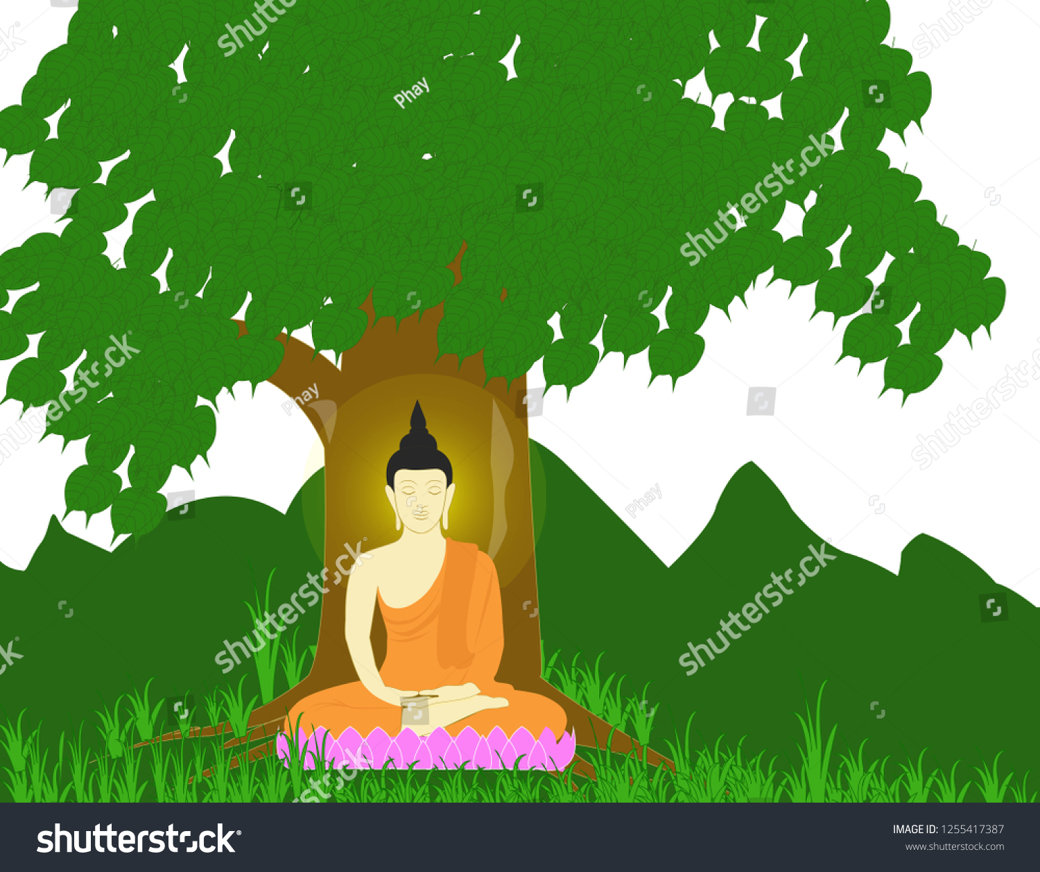 Buddha Under Tree Stock Illustration 1255417387 | Shutterstock