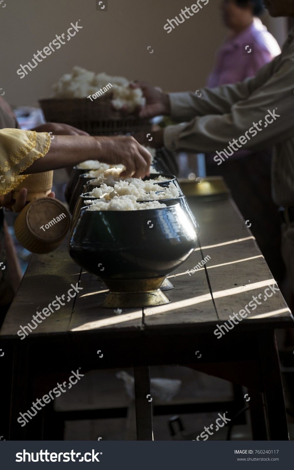 Buddhist Alms Giving Food Monks Sticky Stock Photo Edit Now