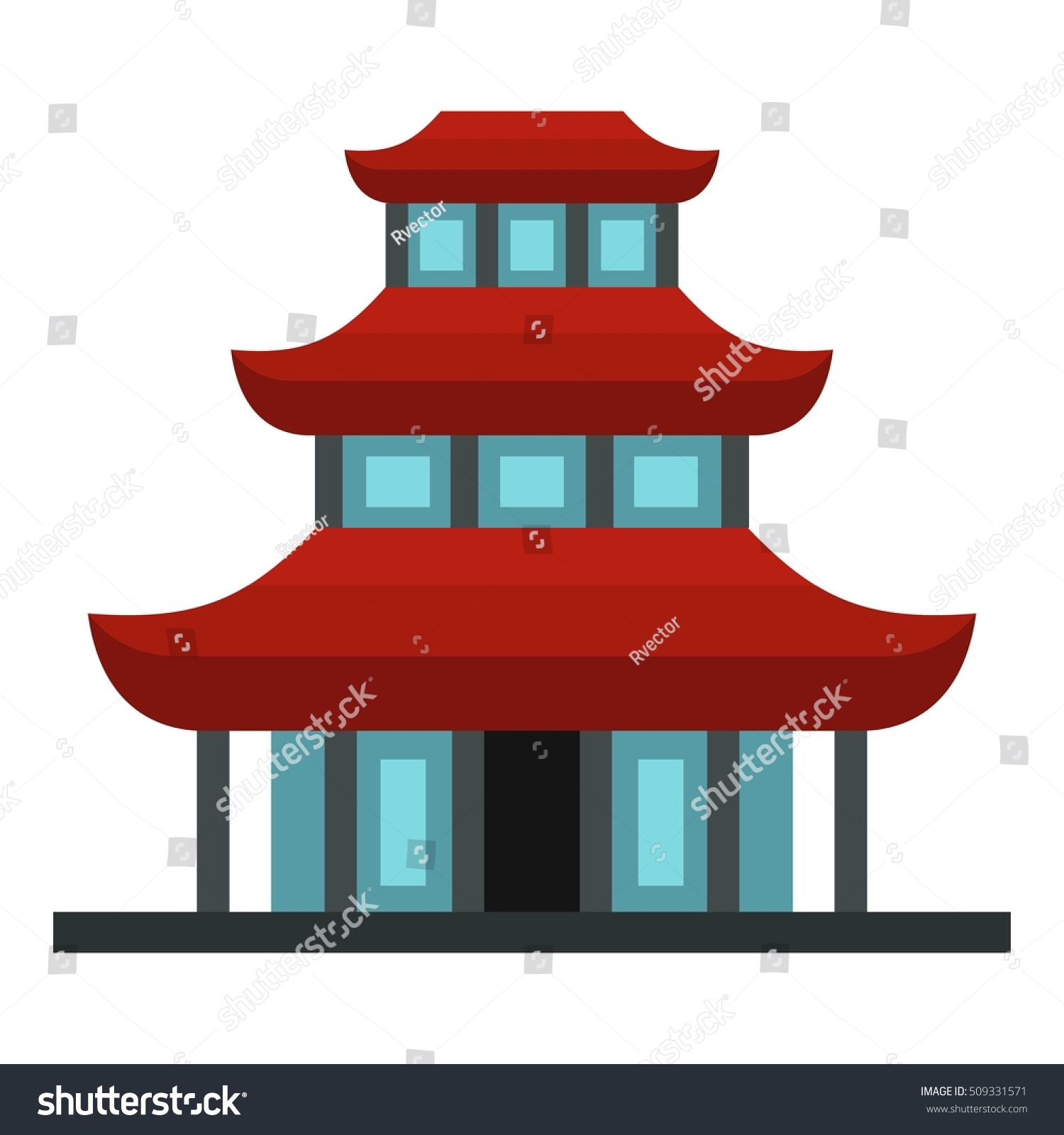 Buddhist Temple Icon Flat Illustration Buddhistภาพประกอบสต็อก 509331571