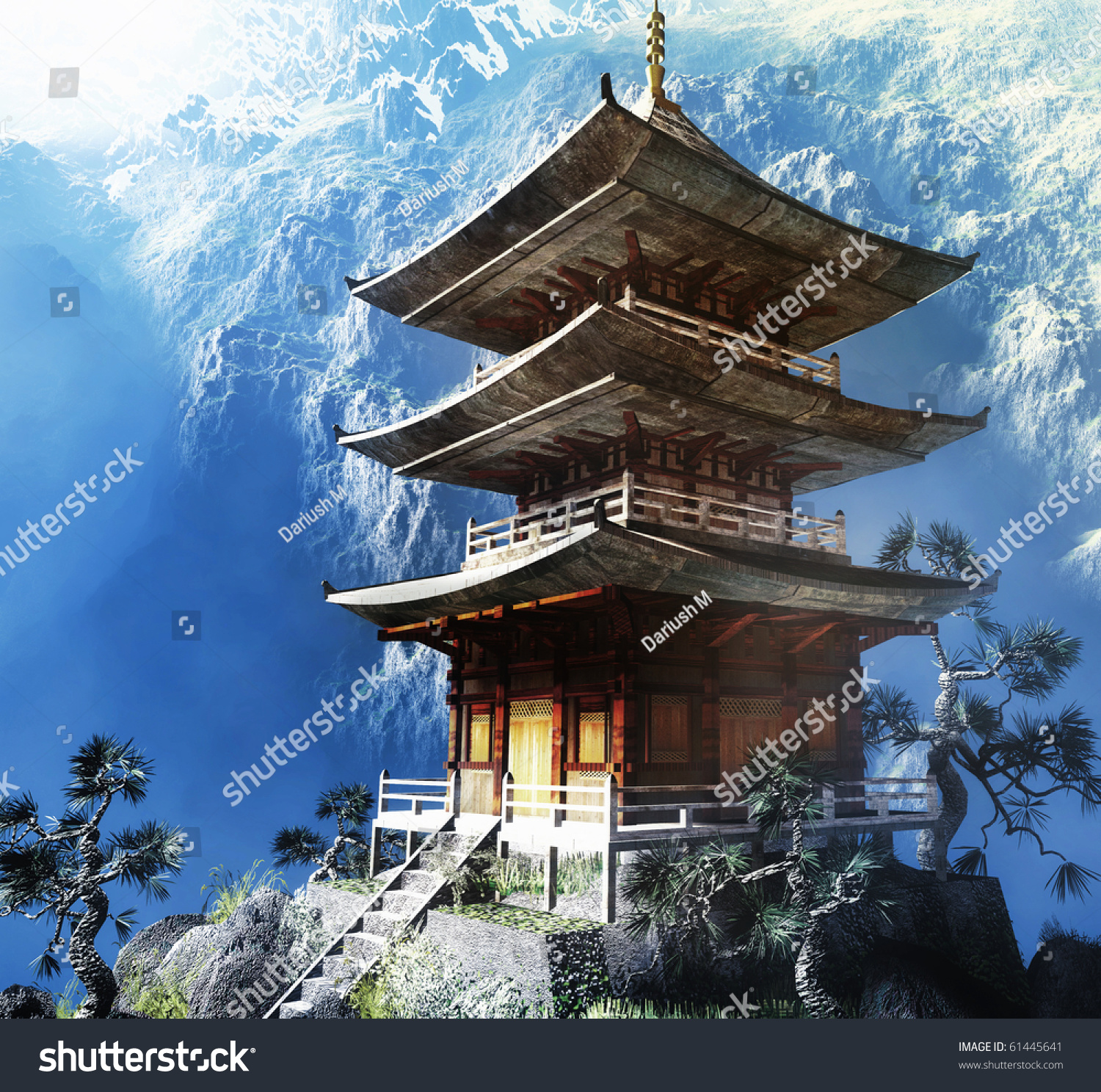 Buddhist Zen Temple Stock Illustration 61445641 - Shutterstock