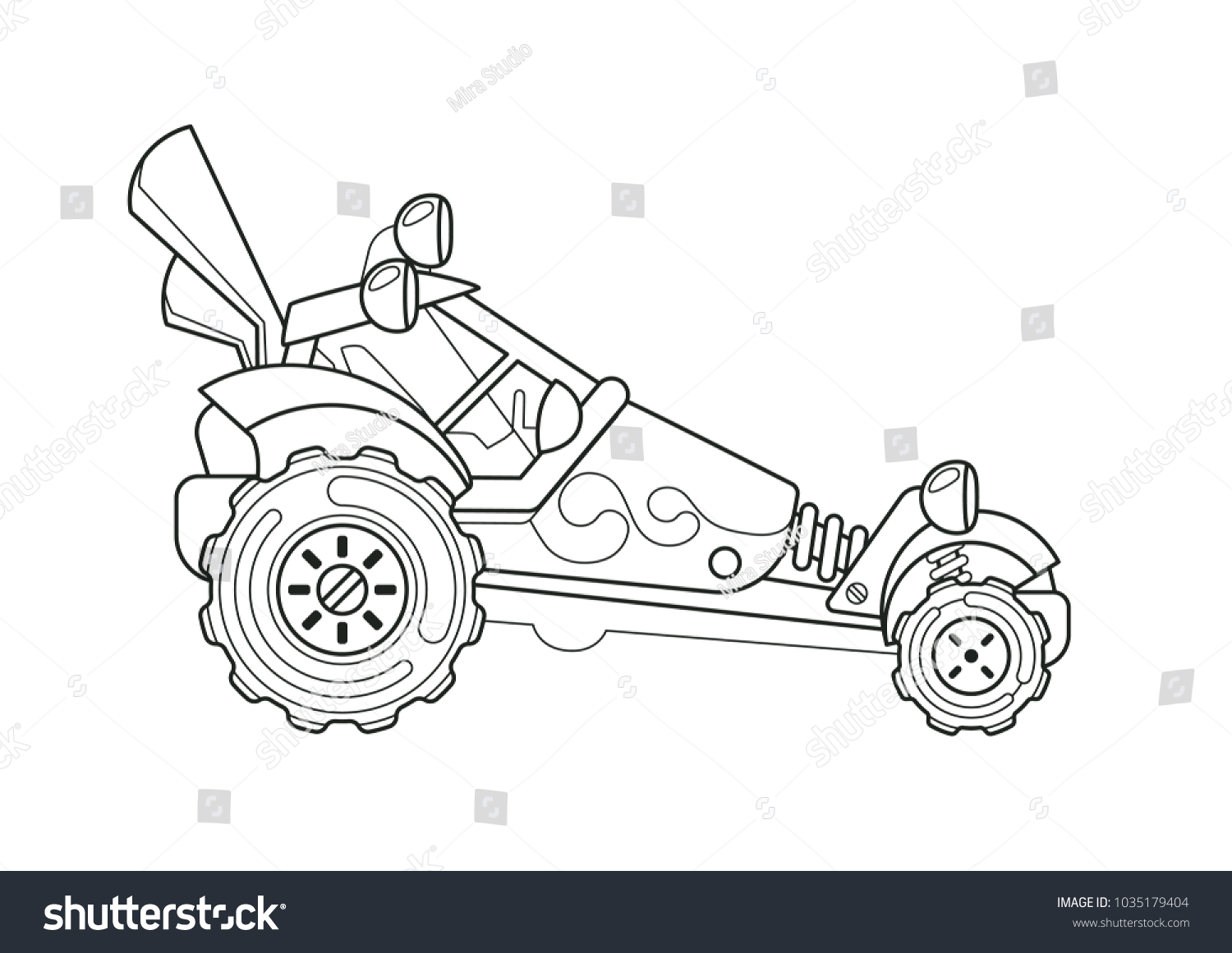 Buggy Side View Coloring Book Line Stock Illustration 1035179404