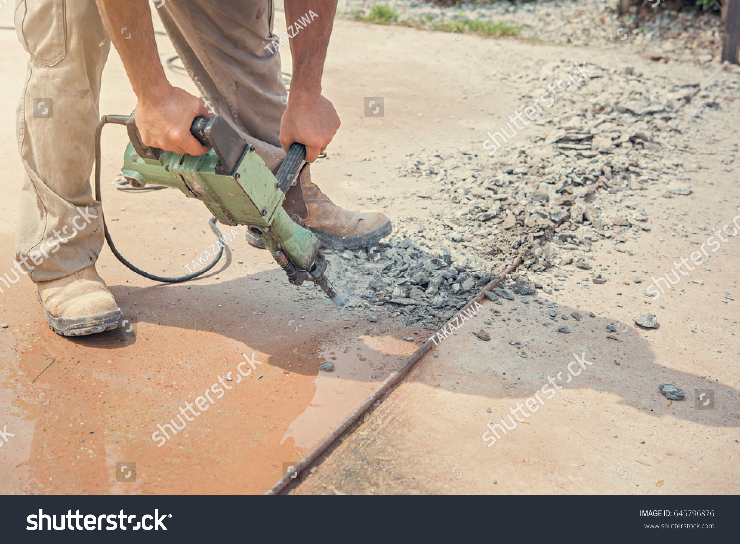 Builder Worker Pneumatic Hammer Drill Equipment Stock Photo Edit