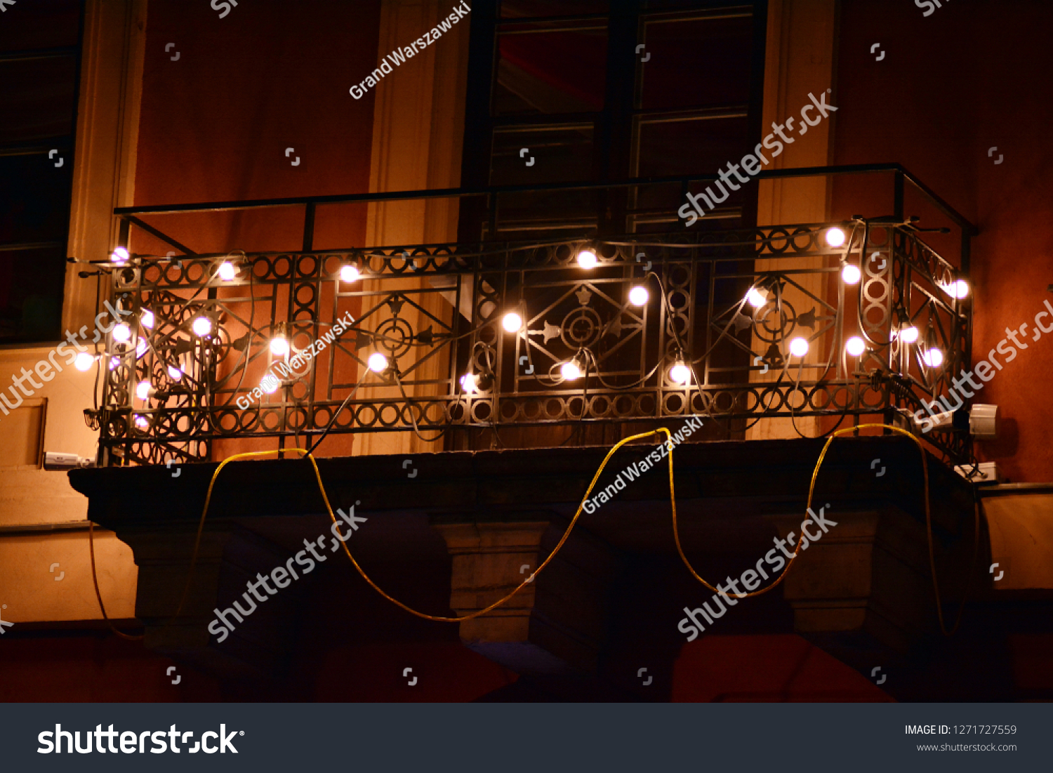 Building Balcony Decorated Christmas Lights Stock Photo Edit Now