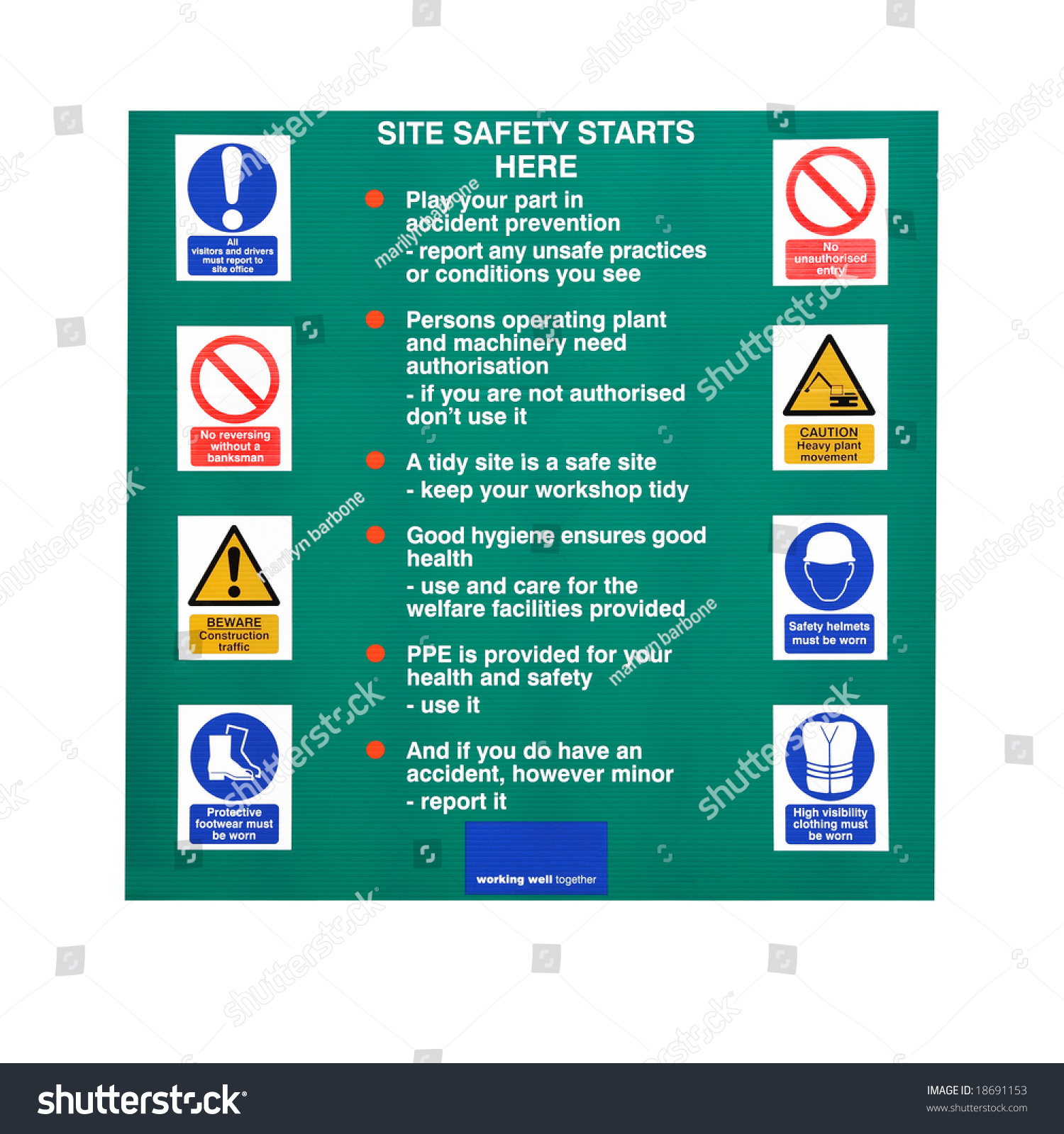 Building Construction Site Sign Safety Warnings Stock Photo 18691153 ...