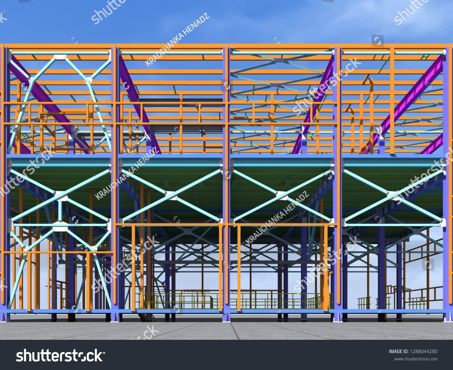 Building Information Model Metal Structure 3d Stock Illustration ...