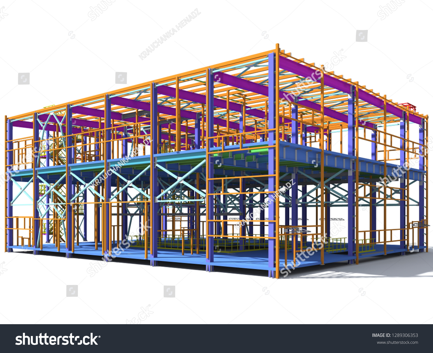 Building Information Model Metal Structure 3d Stock Illustration ...