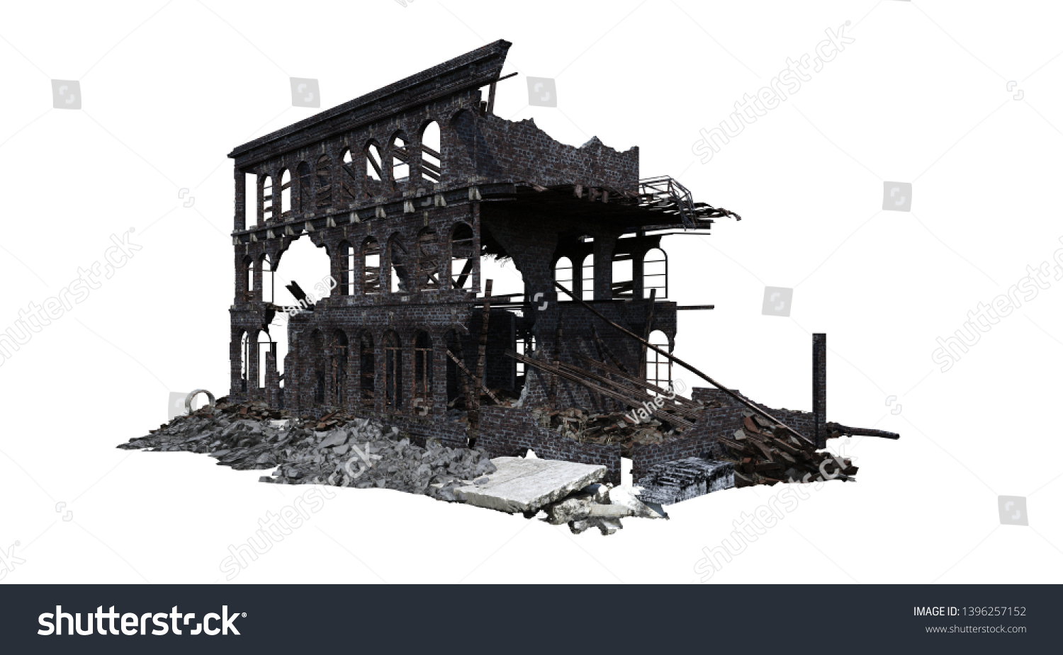 Building Ruins Isolated On White Background Stock Illustration ...