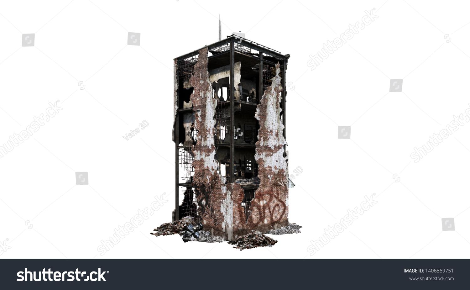 Building Ruins Isolated On White Background Stock Illustration ...