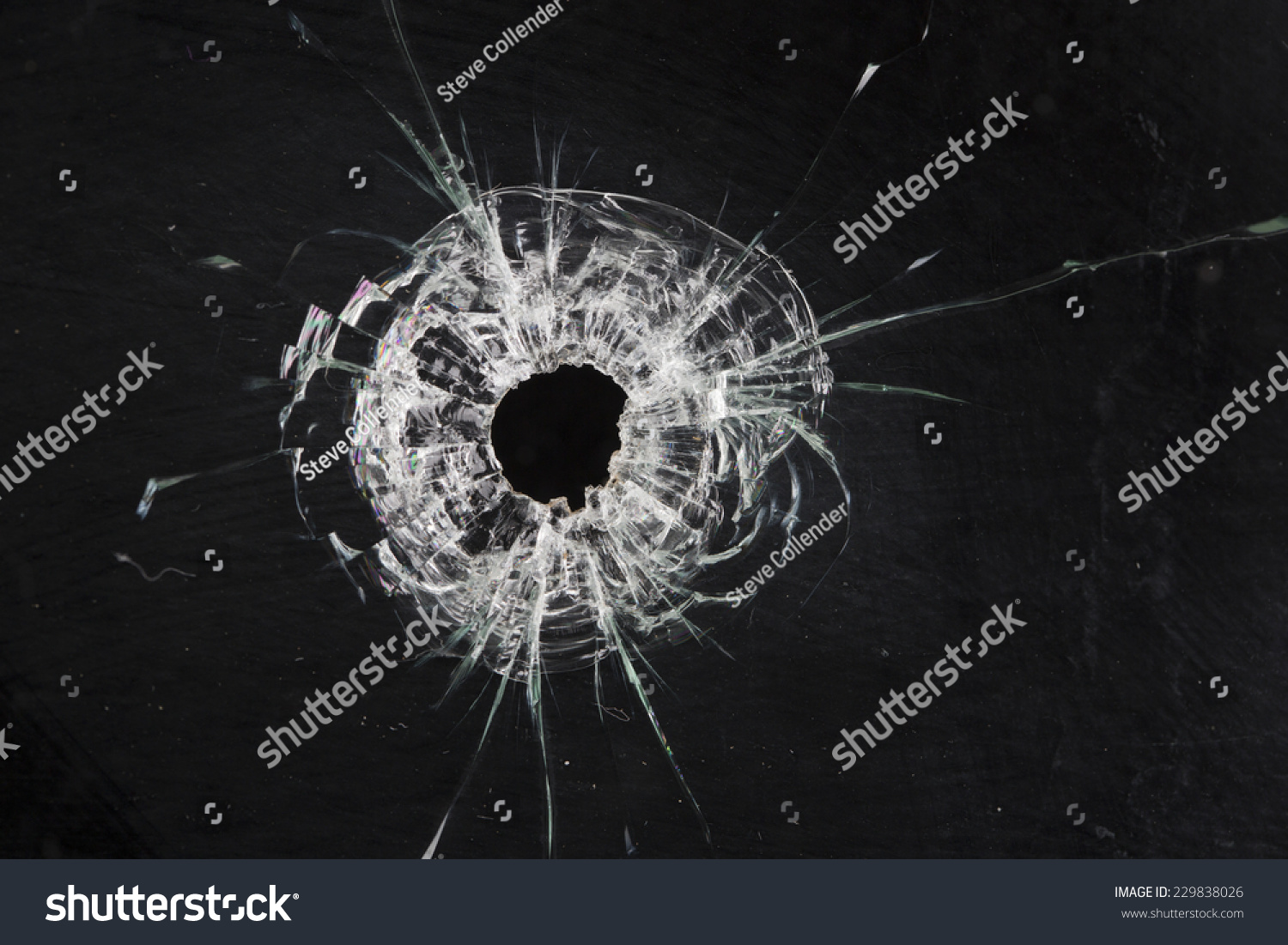 Bullet Holes Glass Isolated On Black Stock Photo (Edit Now) 229838026