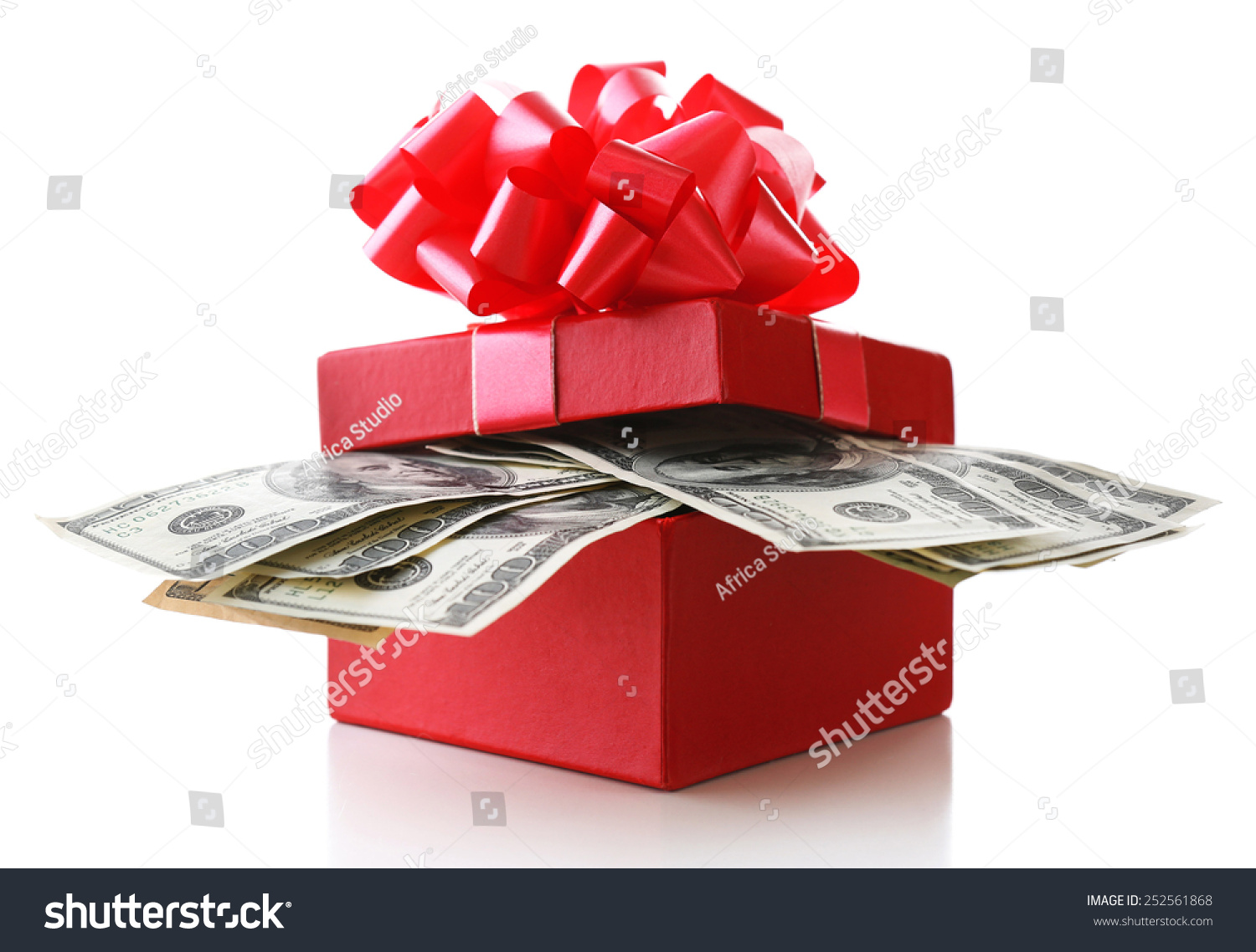 Bundle Dollars Present Box Bow Isolated Stock Photo 252561868 ...