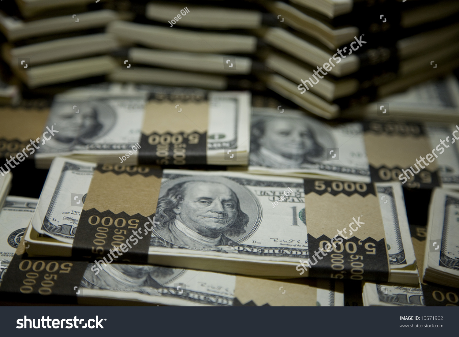 Bundles Of Hundred Dollar Bills Stacked And Piled Up Stock Photo ...