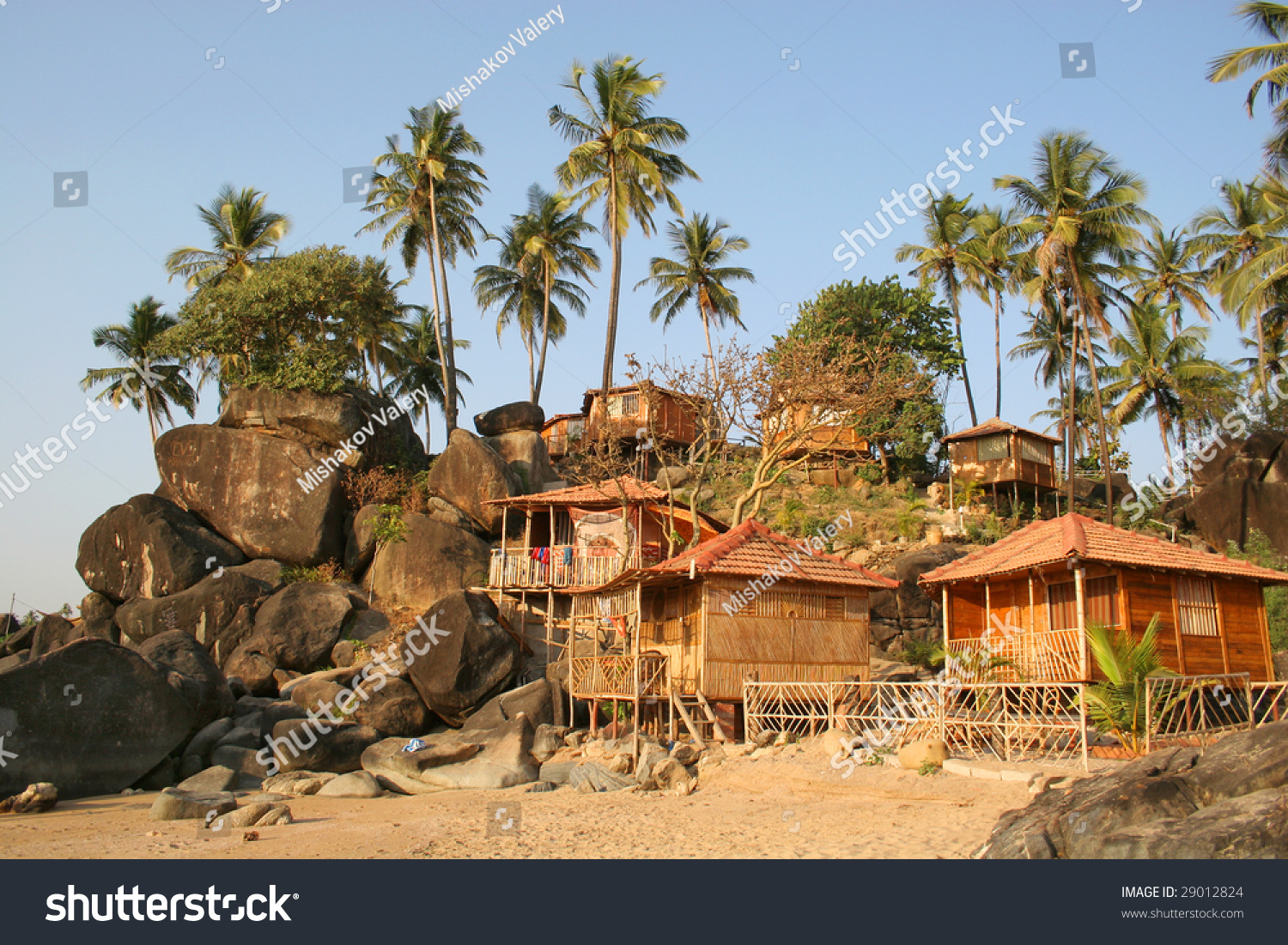 Bungalows on palolem beach goa india