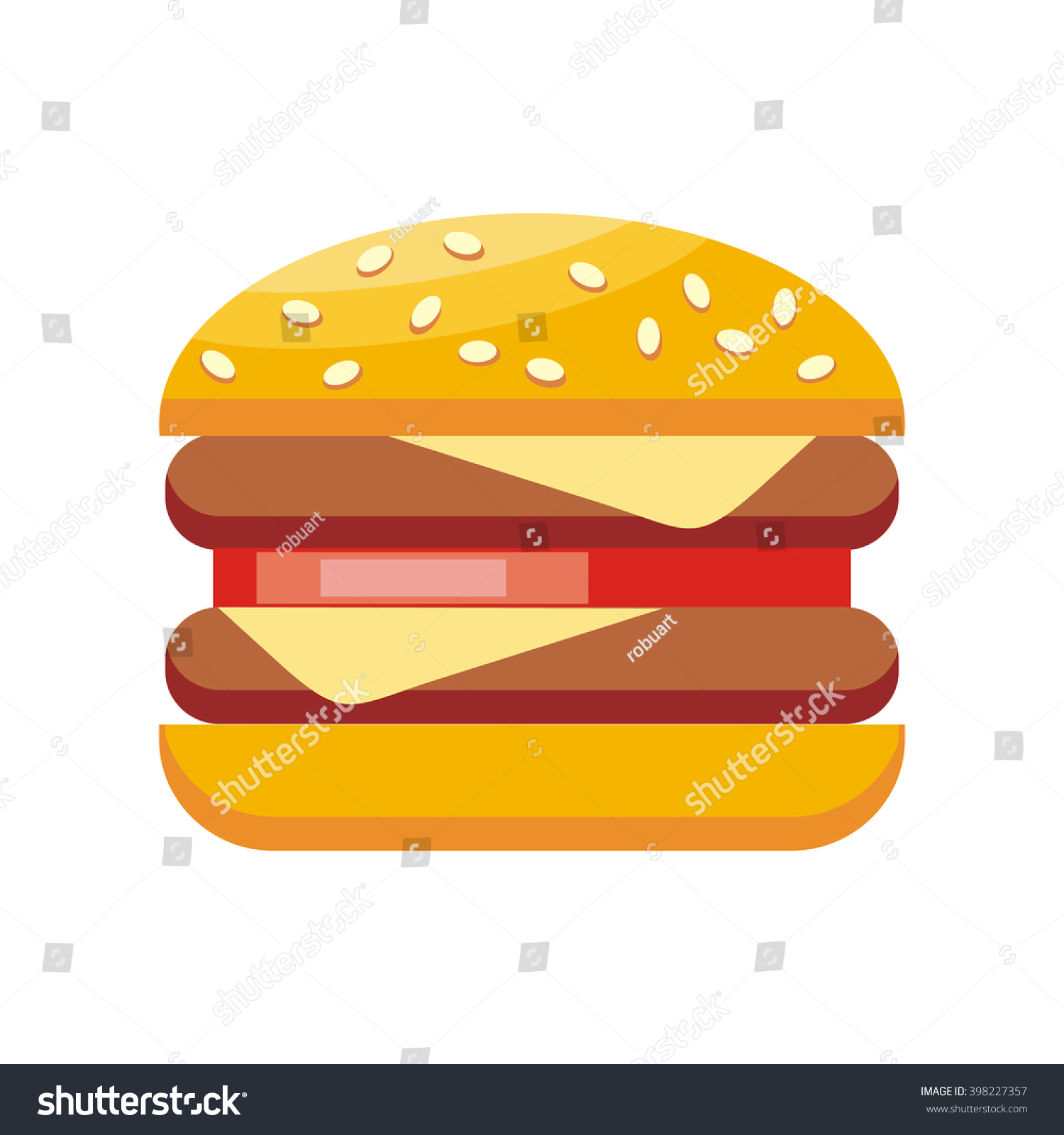 Burger Hamburger Isolated Flat Design. Burger Or Sandwich, Fast Food ...