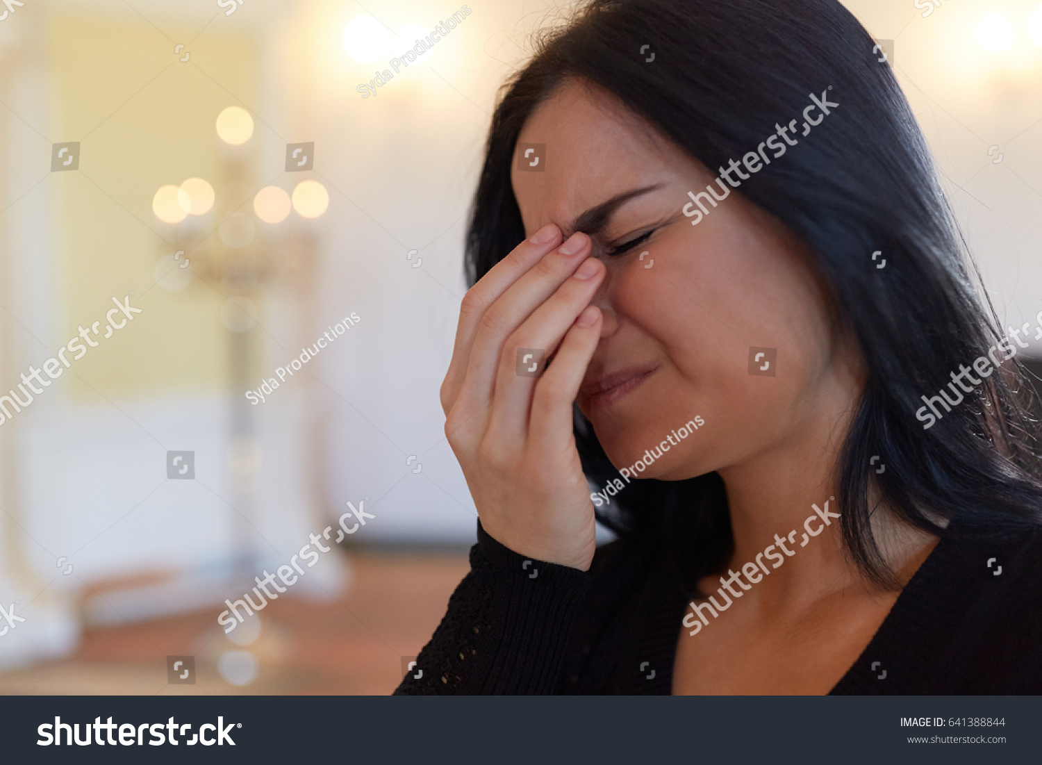 Burial People Mourning Concept Close Crying Stock Photo