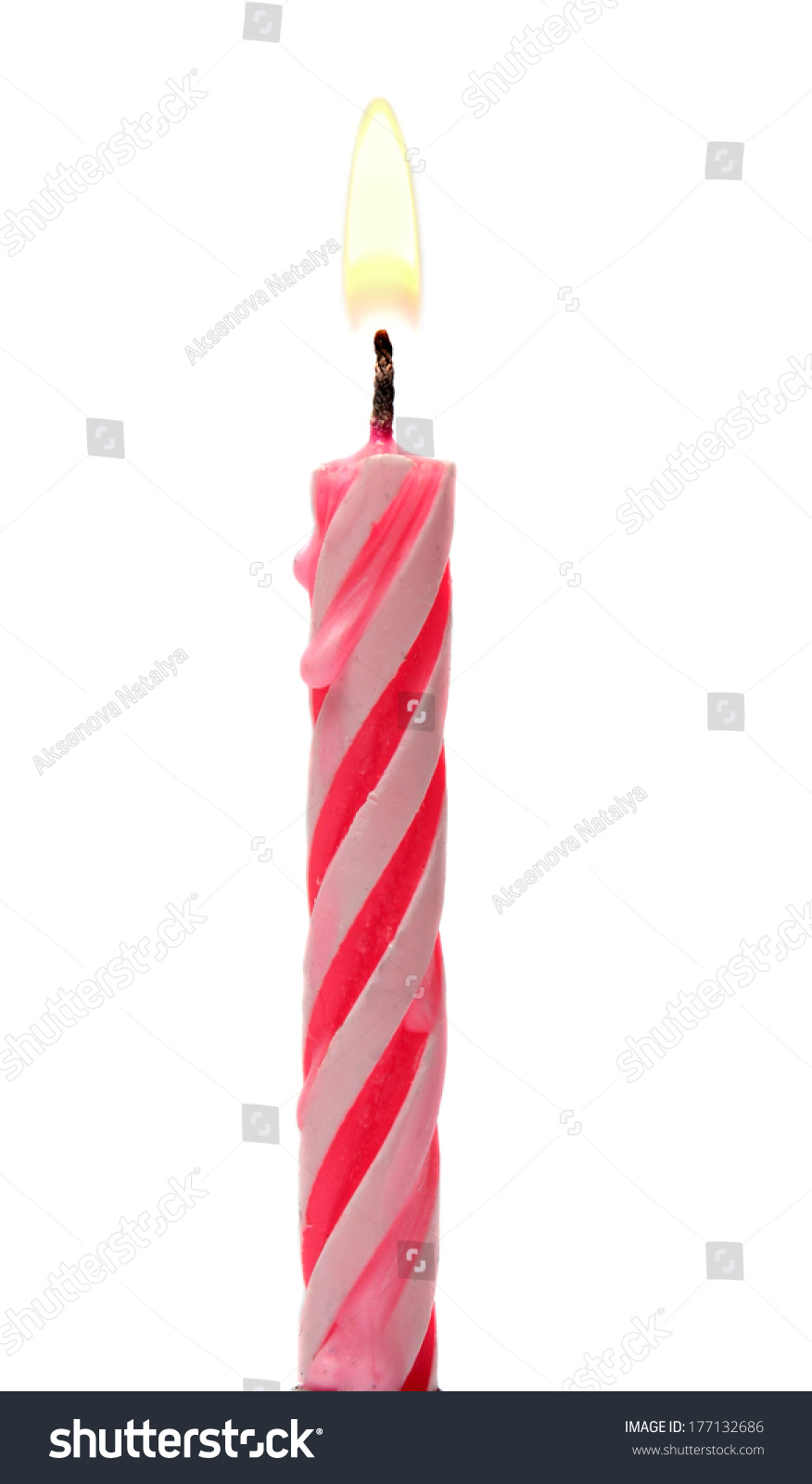 Burning Birthday Candle Cake Isolated On Stock Photo (edit Now) 177132686