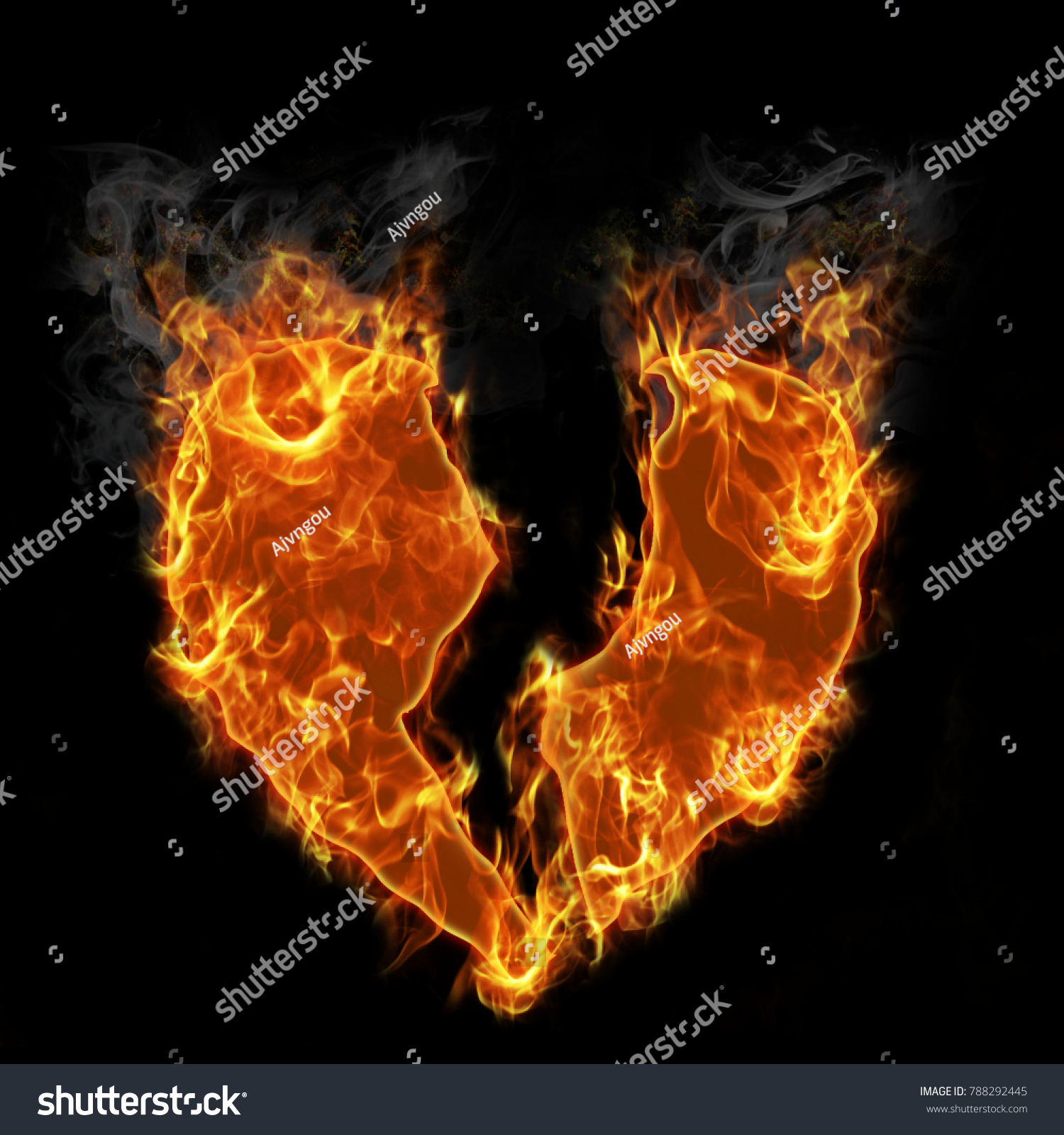 Burning Broken Heart Stock Photo Edit Now