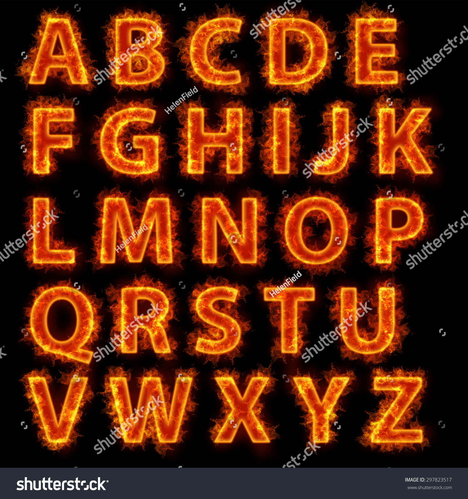 Burning Fire Fire Font Collection Isolated Stock Illustration 297823517 ...