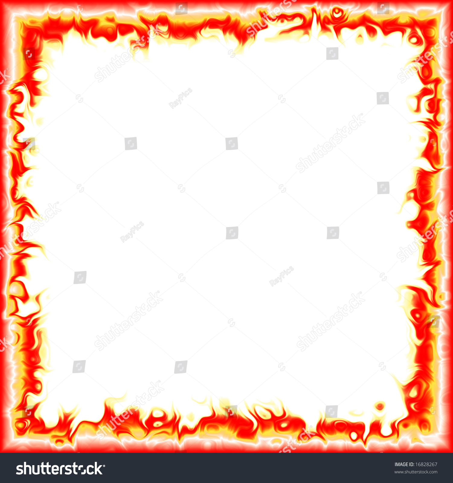 Burning Fire Frame Over A White Background Stock Photo 16828267 ...