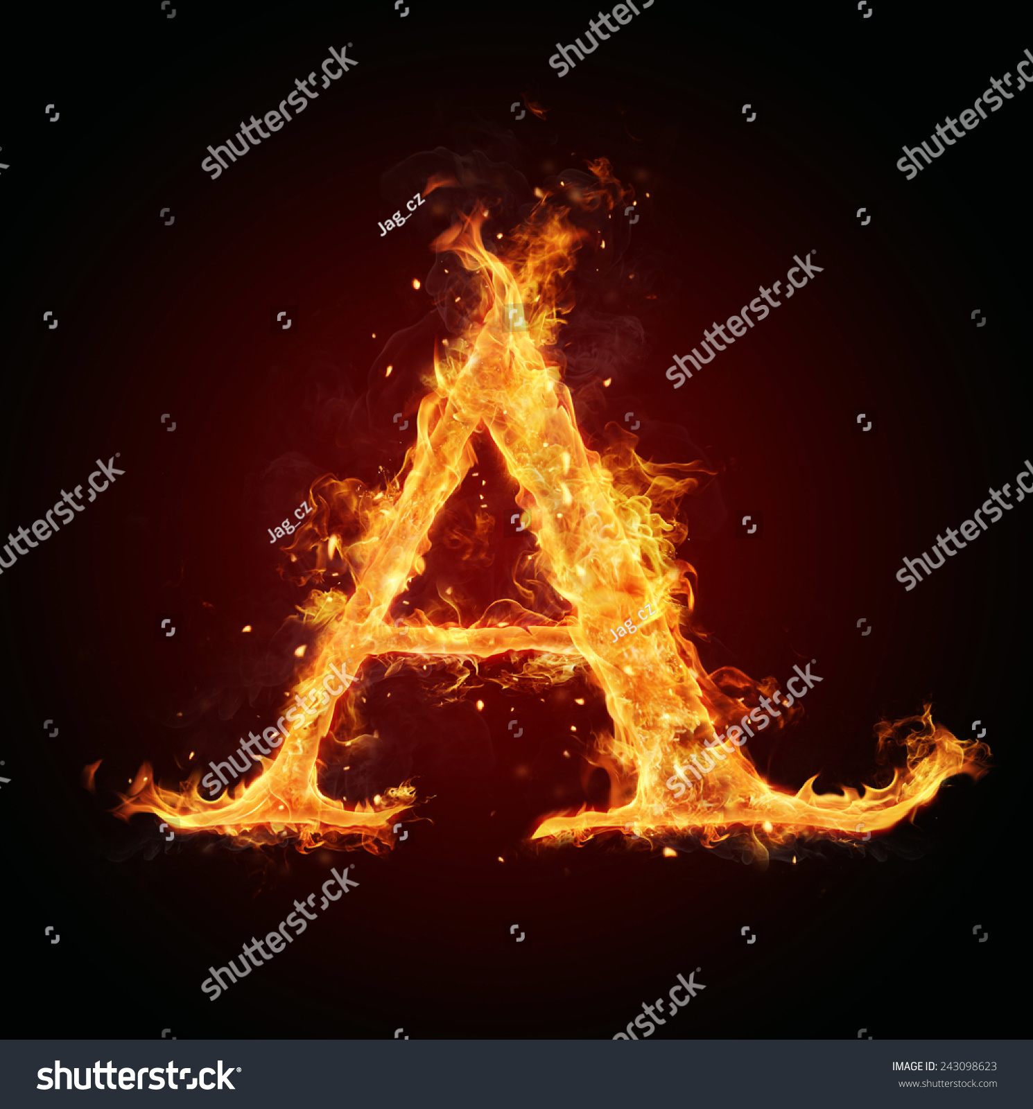 Burning Fire Letter Isolated On Black Background Stock Photo 243098623 ...