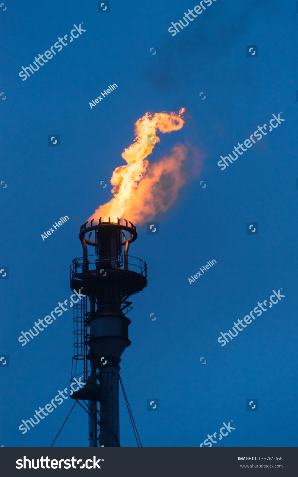 Burning Flare At Oil Refinery Stock Photo 135761066 : Shutterstock