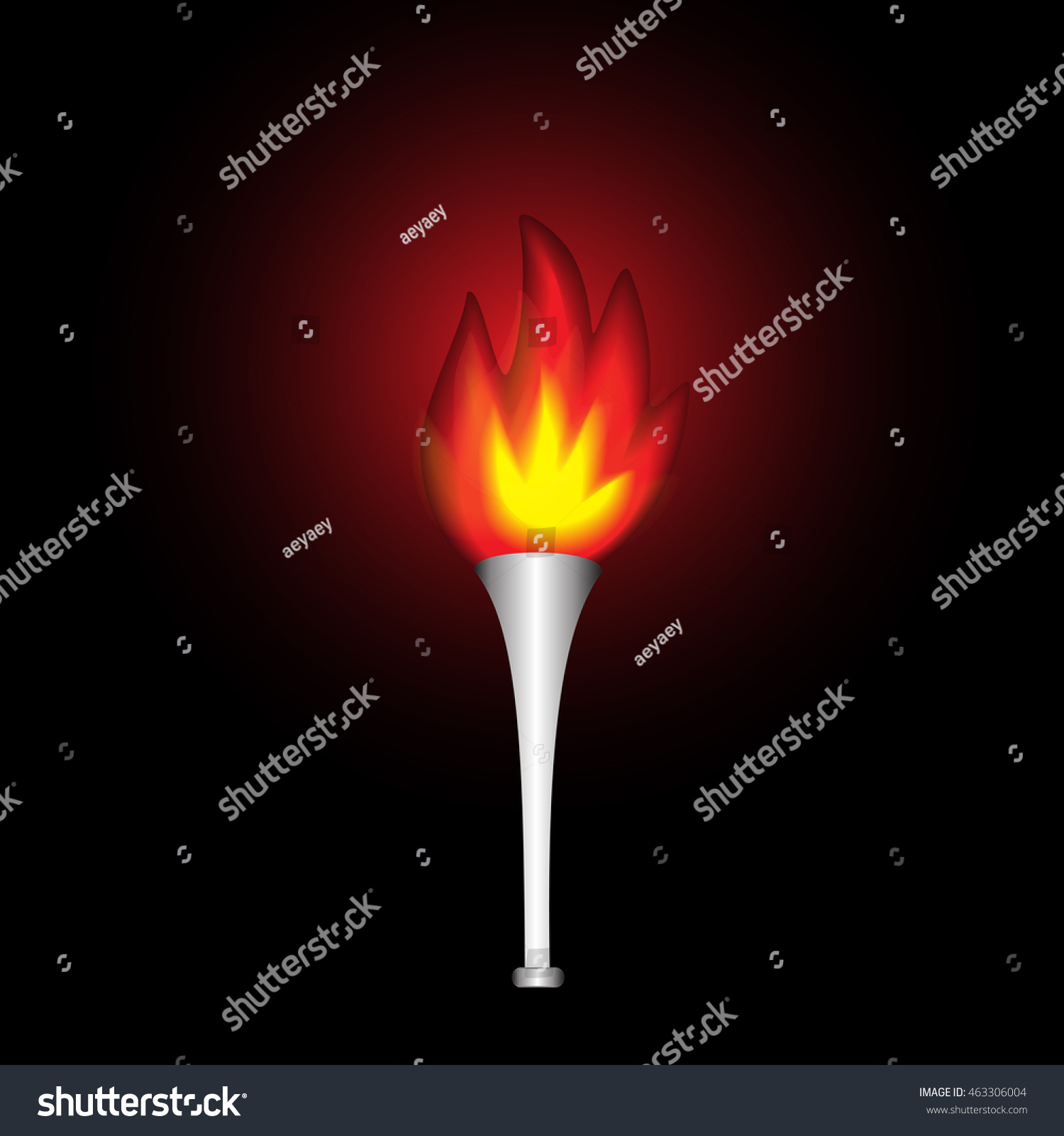 Burning Dark Realistic Torch Flame Stock Illustration 463306004