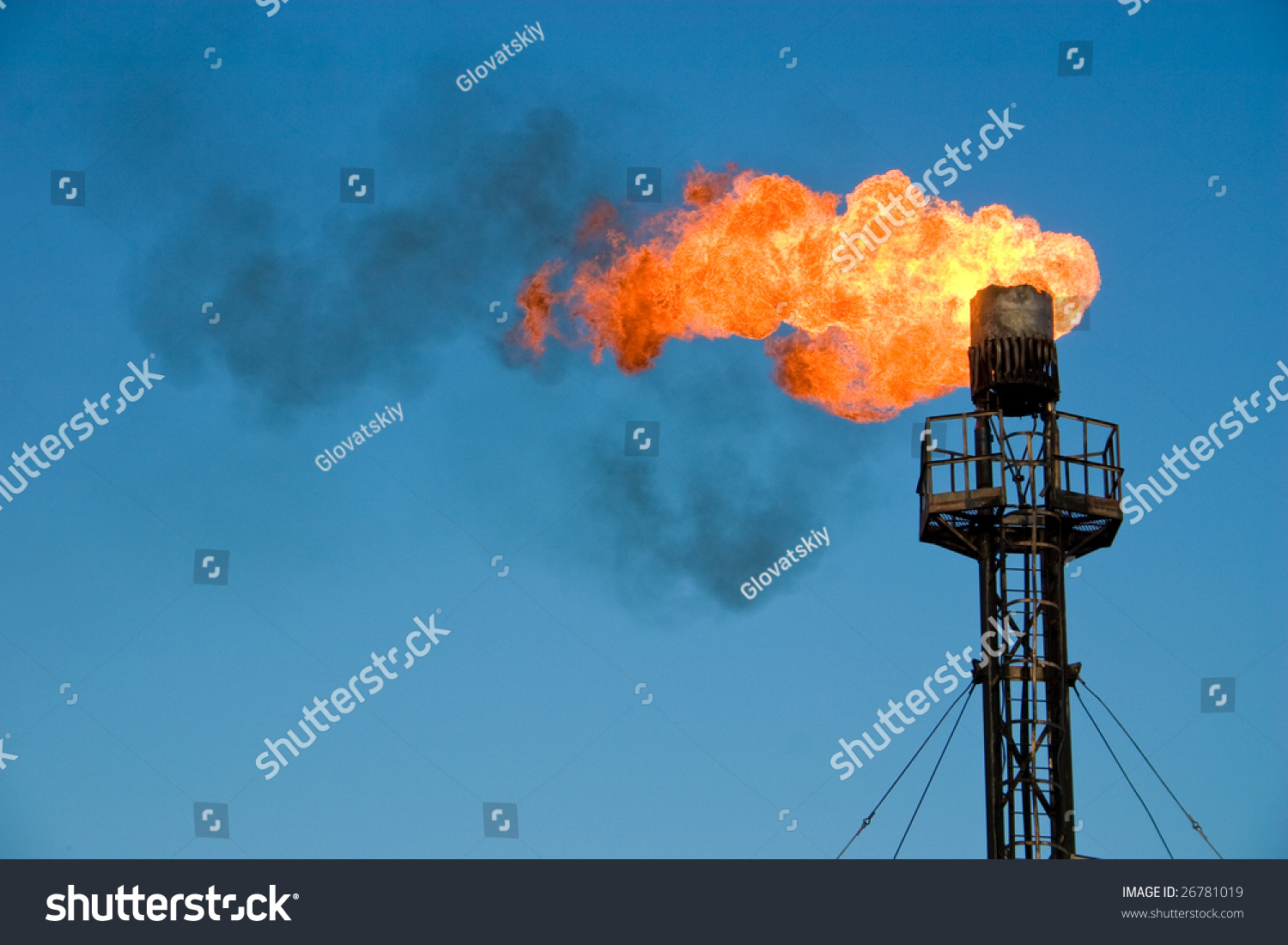 Burning Oil Flare On A Blue Sky Stock Photo 26781019 : Shutterstock