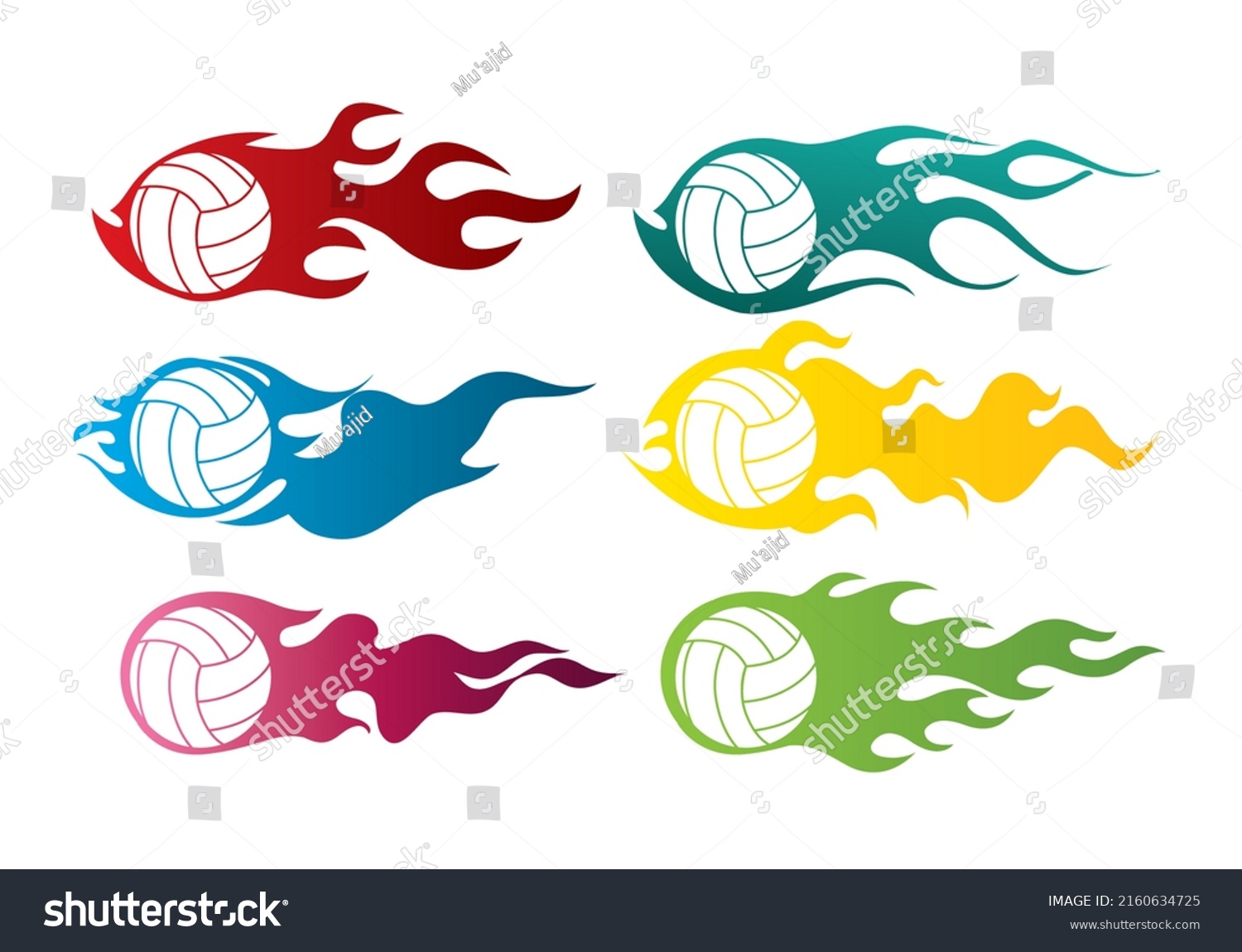 Burning Volleyball Icon Fire Flame Set Stock Illustration 2160634725 ...