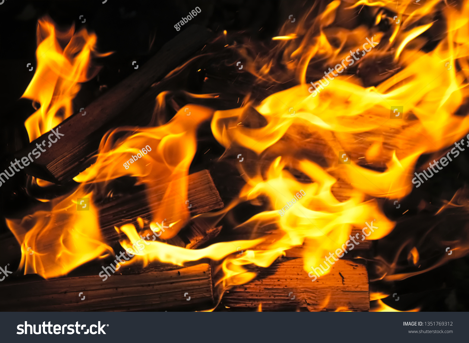 Burning Wood Fire Stock Photo (Edit Now) 1351769312