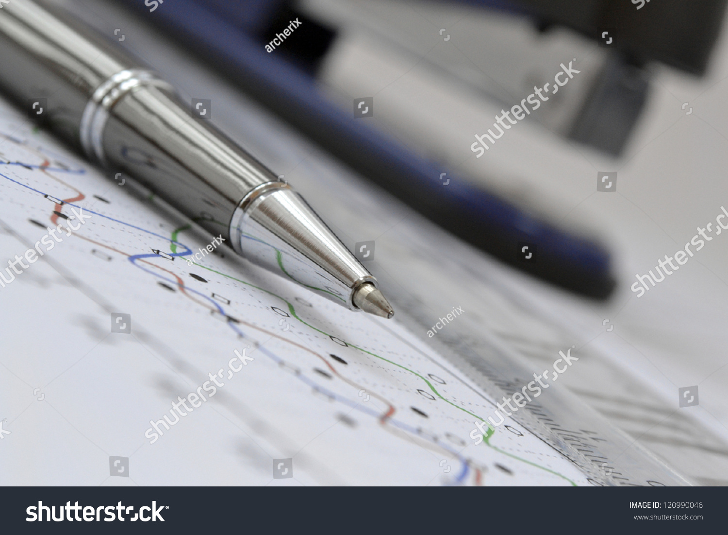 Business Background Graph Ruler Pen Stapler Stock Photo Edit Now