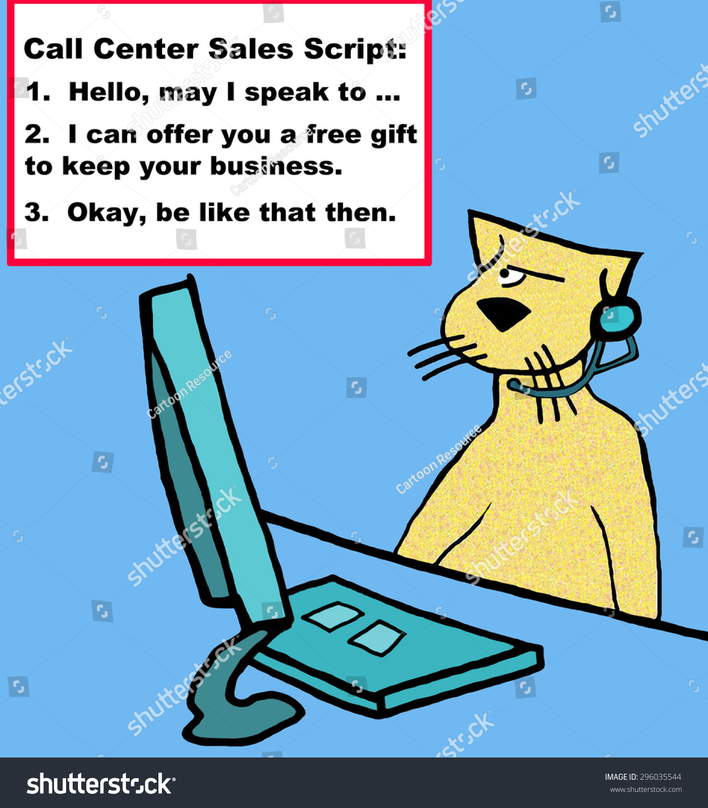 Business Cartoon Customer Service Rep Cat Stock Illustration 296035544