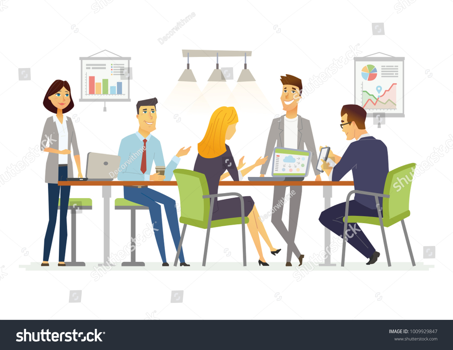 Business Discussion Illustration Business Situation Cartoon à¸ à¸²à¸žà¸›à¸£à¸°à¸à¸­à¸šà¸ªà¸•à¹‡à¸­à¸  1009929847