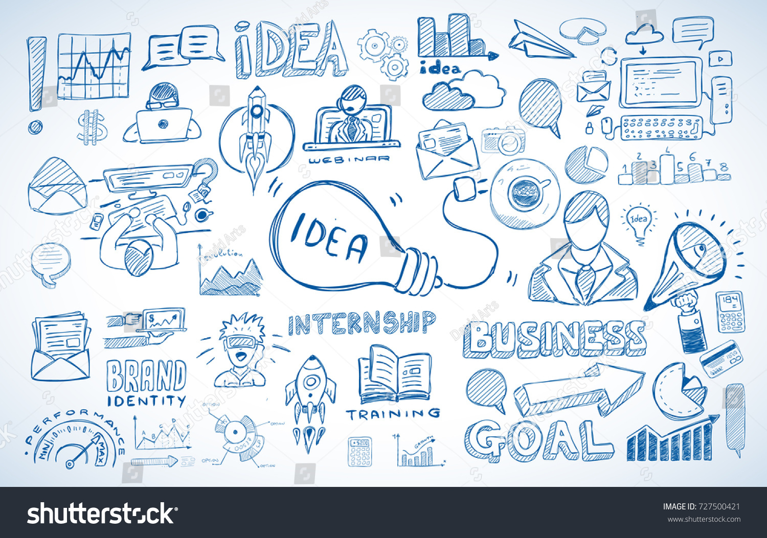 Business Doodles Sketch Set Infographics Elements Stock Illustration ...