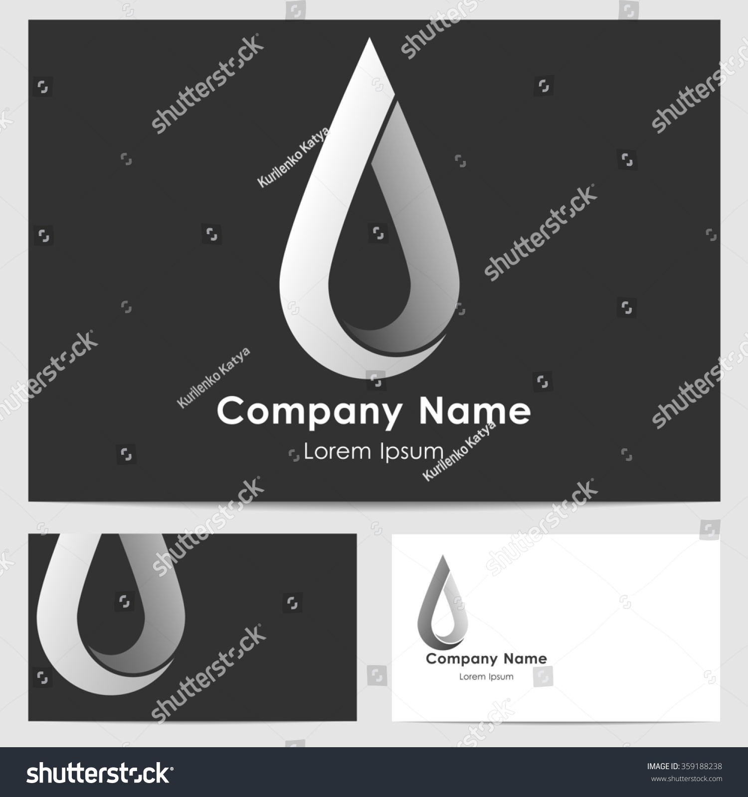 Business Monochrome Card Template Logo Drop Stock Illustration 359188238 Shutterstock Drop Card Template