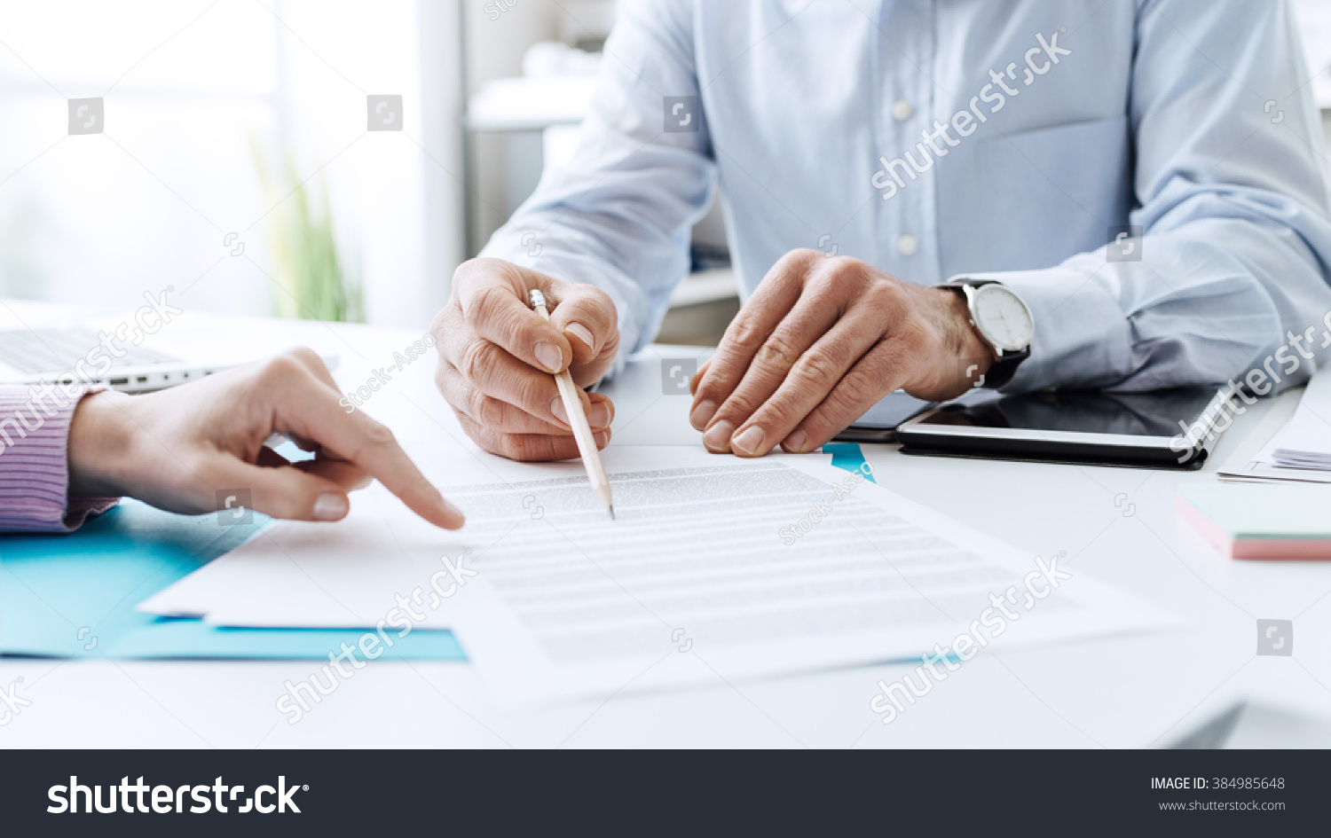 Business People Negotiating Contract They Pointing Stock Photo (Edit ...