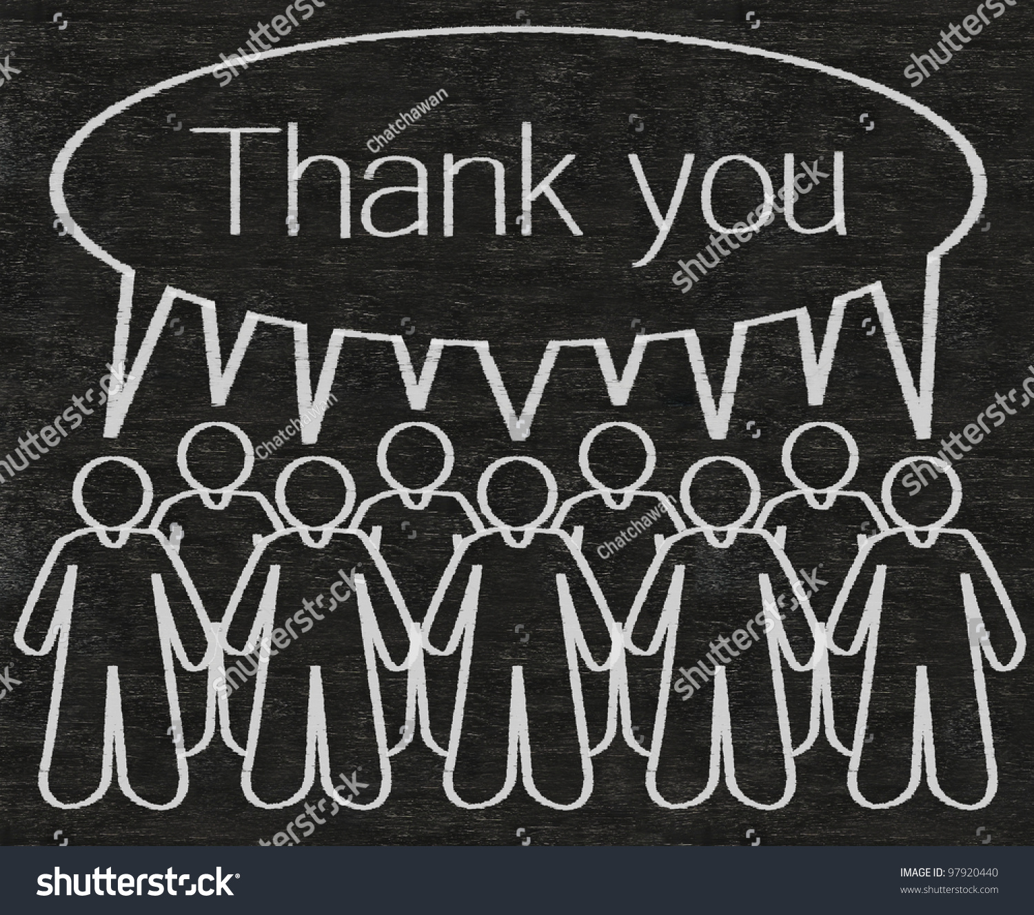 Business People Or Employees With Thank You Dialog Box Figure Written ...