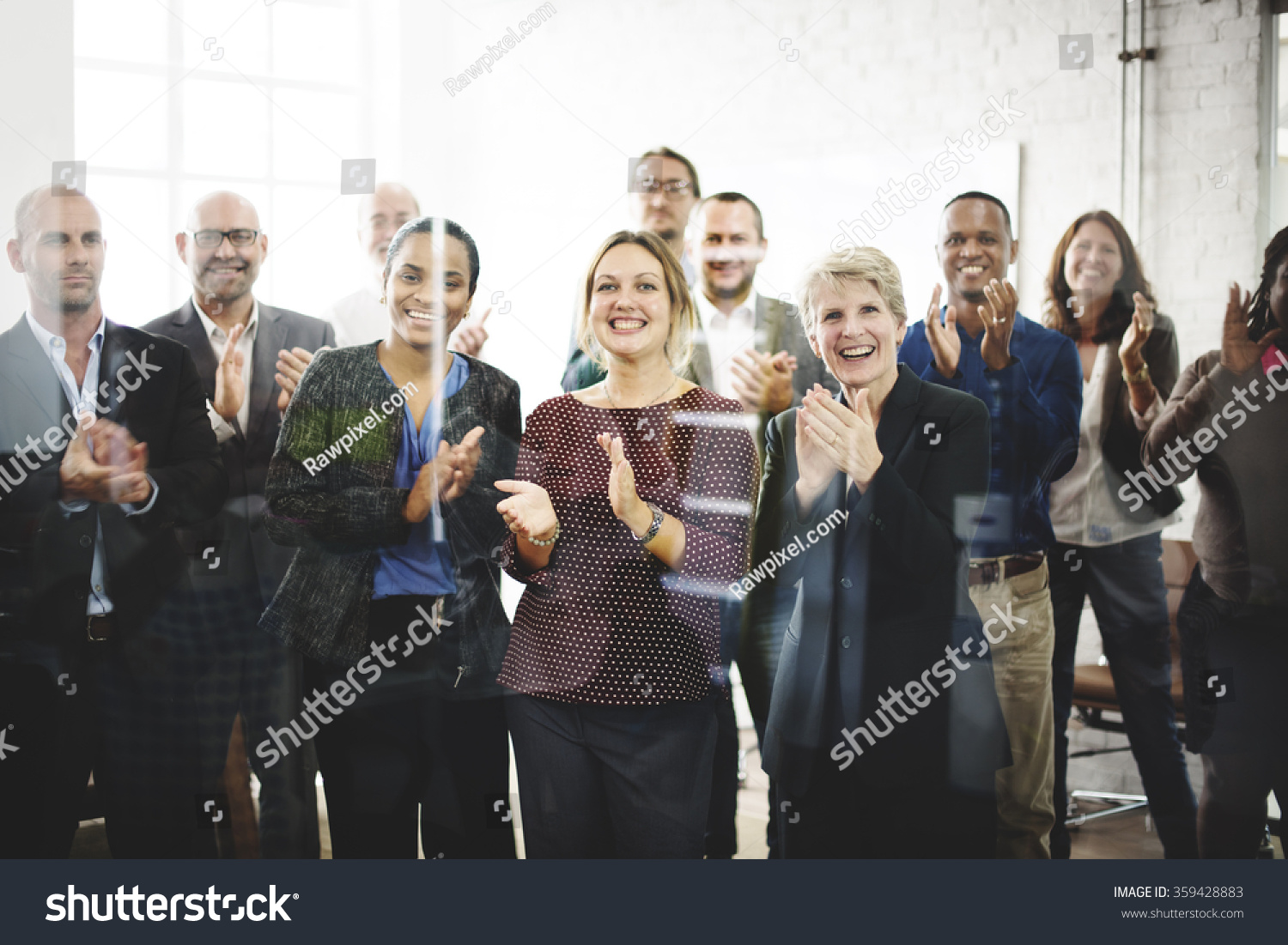 Business People Team Applauding Achievement Concept Stock Photo ...