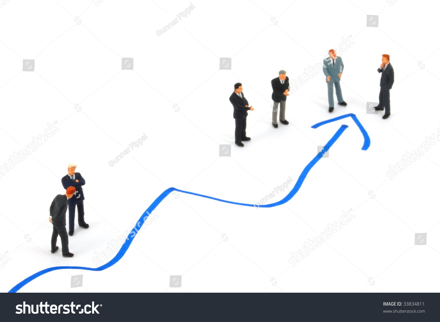 Business Peoples On Economic Chart Background Stock Photo 33834811 