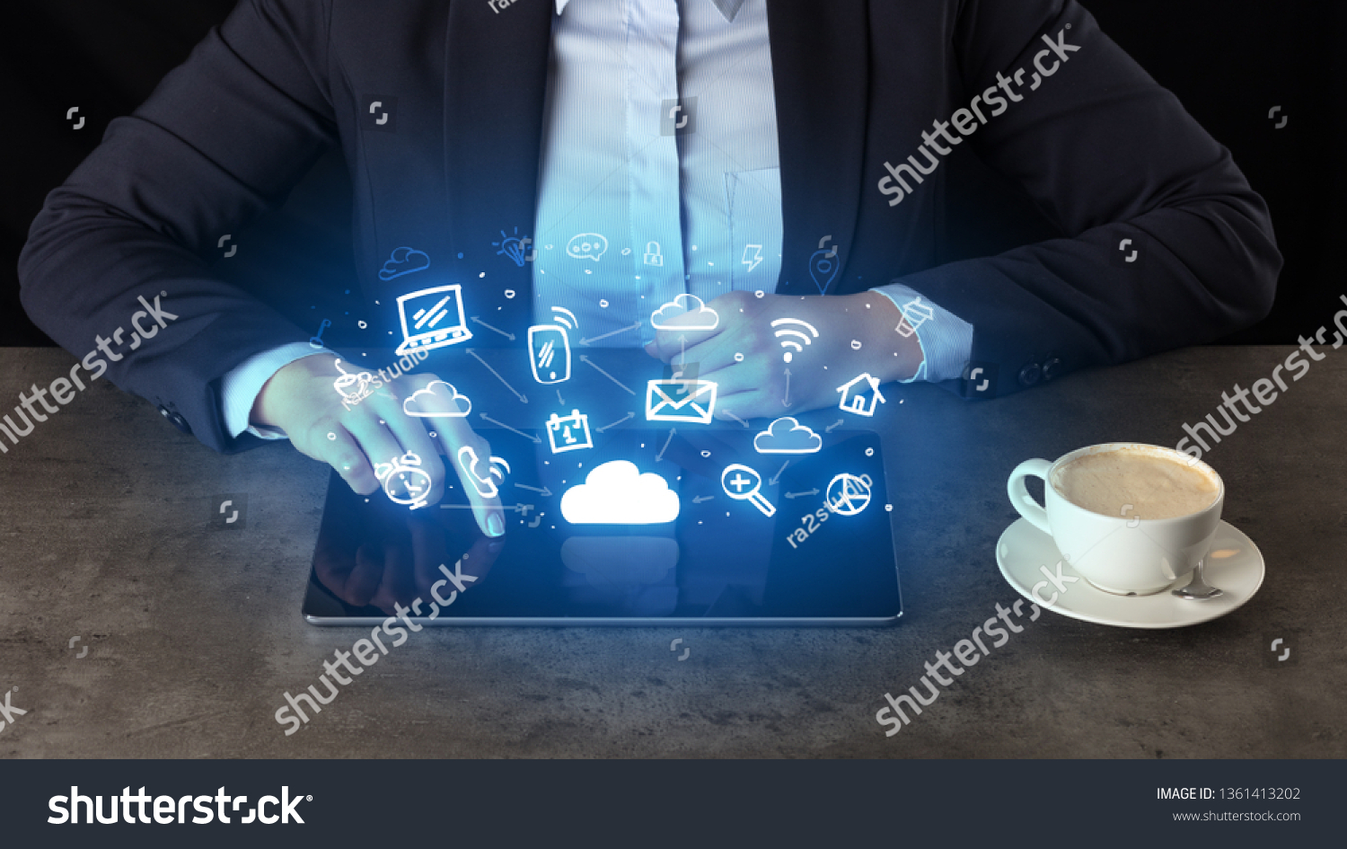  Ocean Colored Classic  Template Design Featuring Business Woman Working