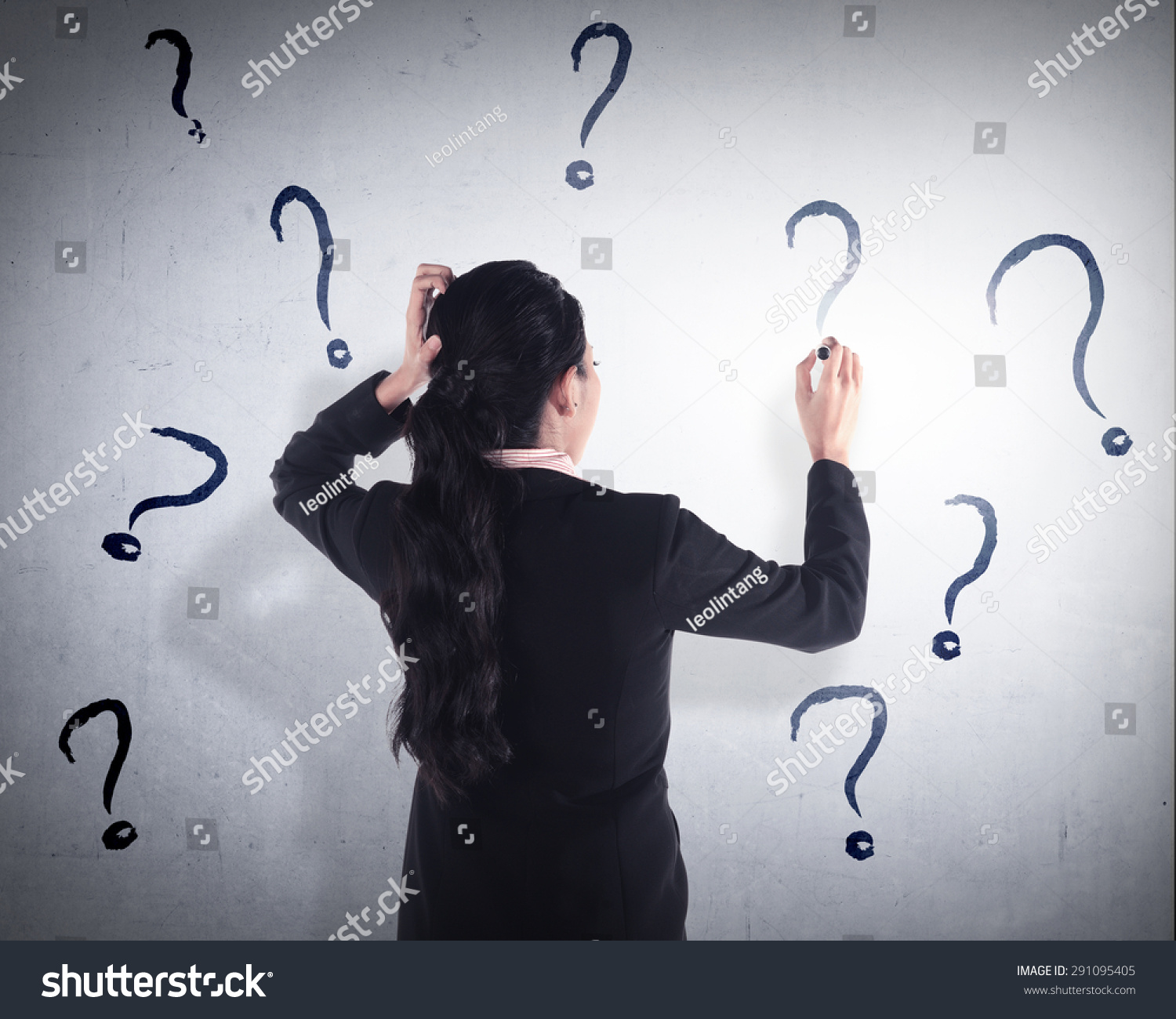 Business Woman Write Question Mark On Stock Photo (Edit Now) 23