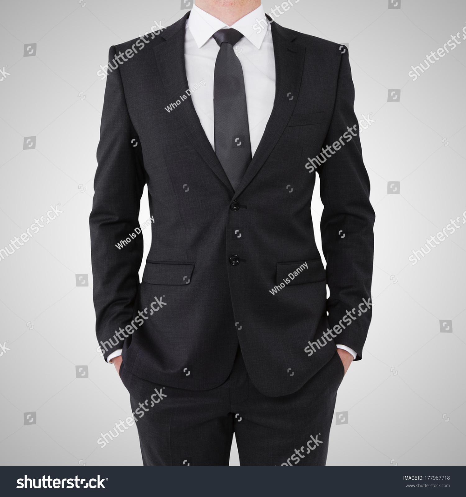 Businessman Suit Holds Hands Pockets Stock Photo 177967718 - Shutterstock