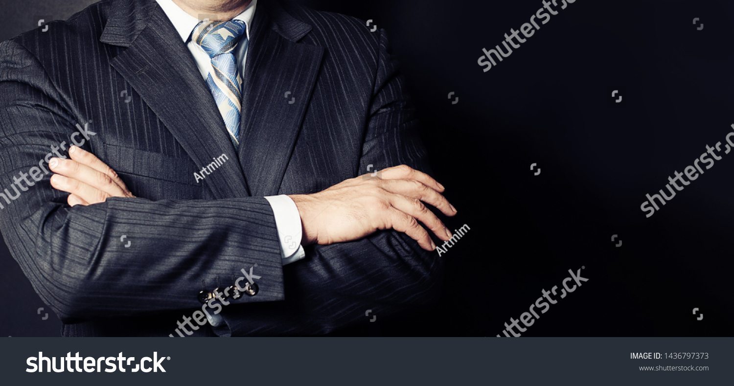 Businessman Suit His Hands Arms Crossed Stock Photo 1436797373 ...